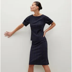 NWT Mm LaFleur Cobble Hill Plaid Skirt Women's Sz 2 Multicolor Virgin Wool Blend