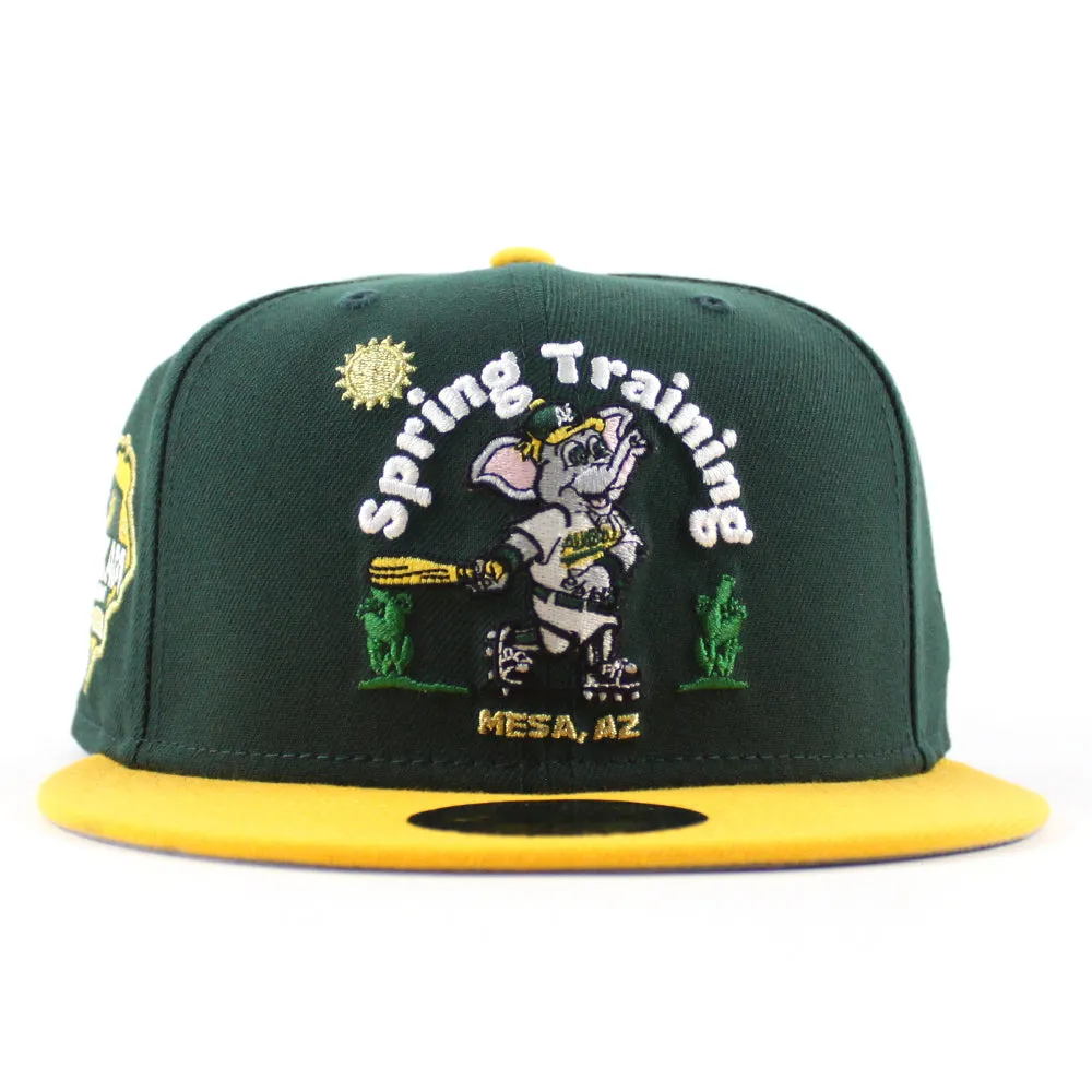 Oakland Athletics Spring Training Hohokam Stadium New Era 59Fifty Fitted Hat (Dark Green Yellow Gray Under Brim)