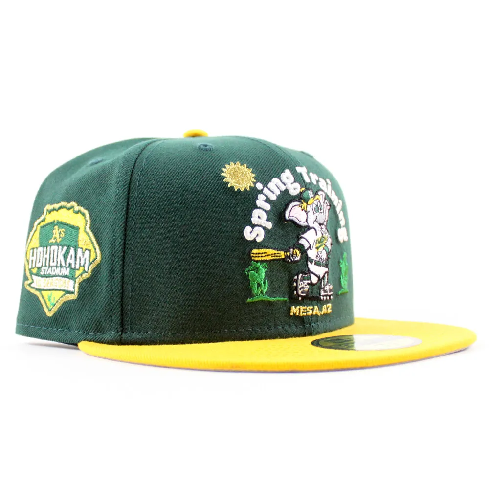 Oakland Athletics Spring Training Hohokam Stadium New Era 59Fifty Fitted Hat (Dark Green Yellow Gray Under Brim)