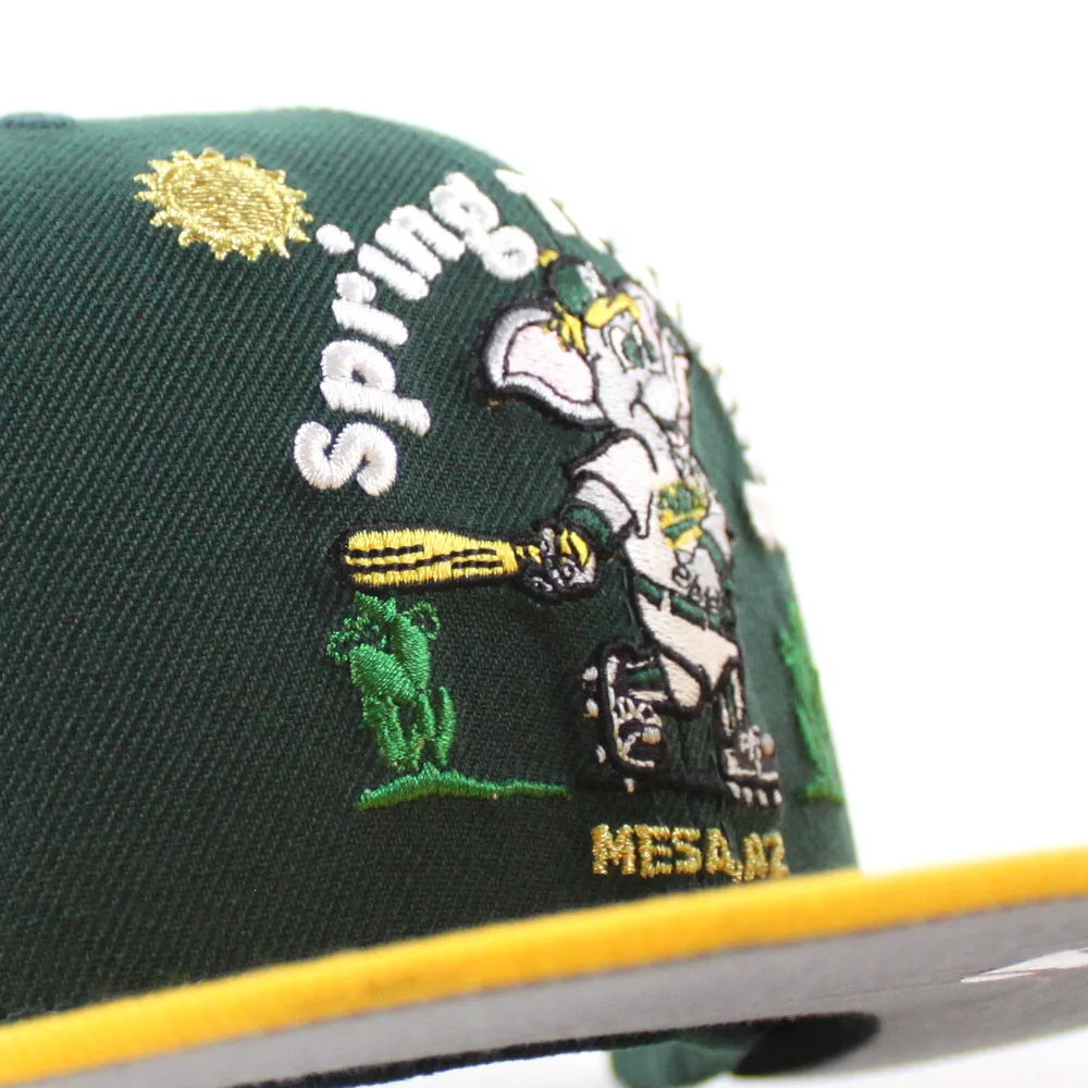 Oakland Athletics Spring Training Hohokam Stadium New Era 59Fifty Fitted Hat (Dark Green Yellow Gray Under Brim)