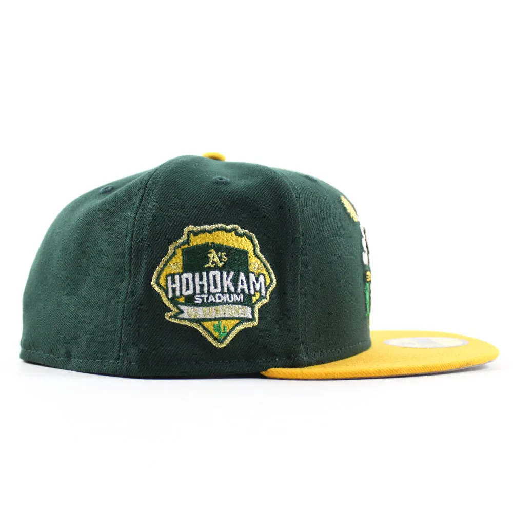 Oakland Athletics Spring Training Hohokam Stadium New Era 59Fifty Fitted Hat (Dark Green Yellow Gray Under Brim)