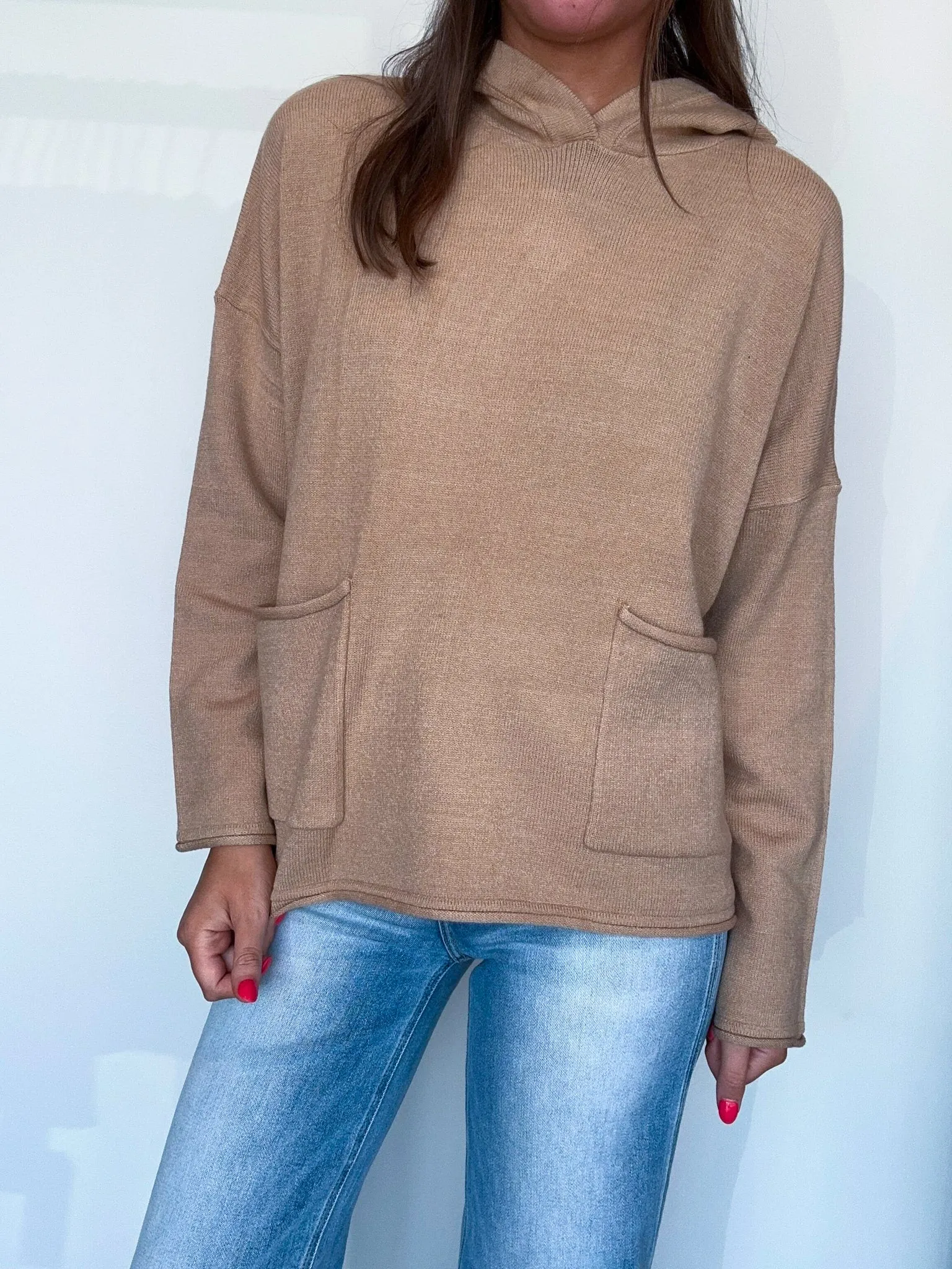 Oatmeal Oversized Pocket Sweater