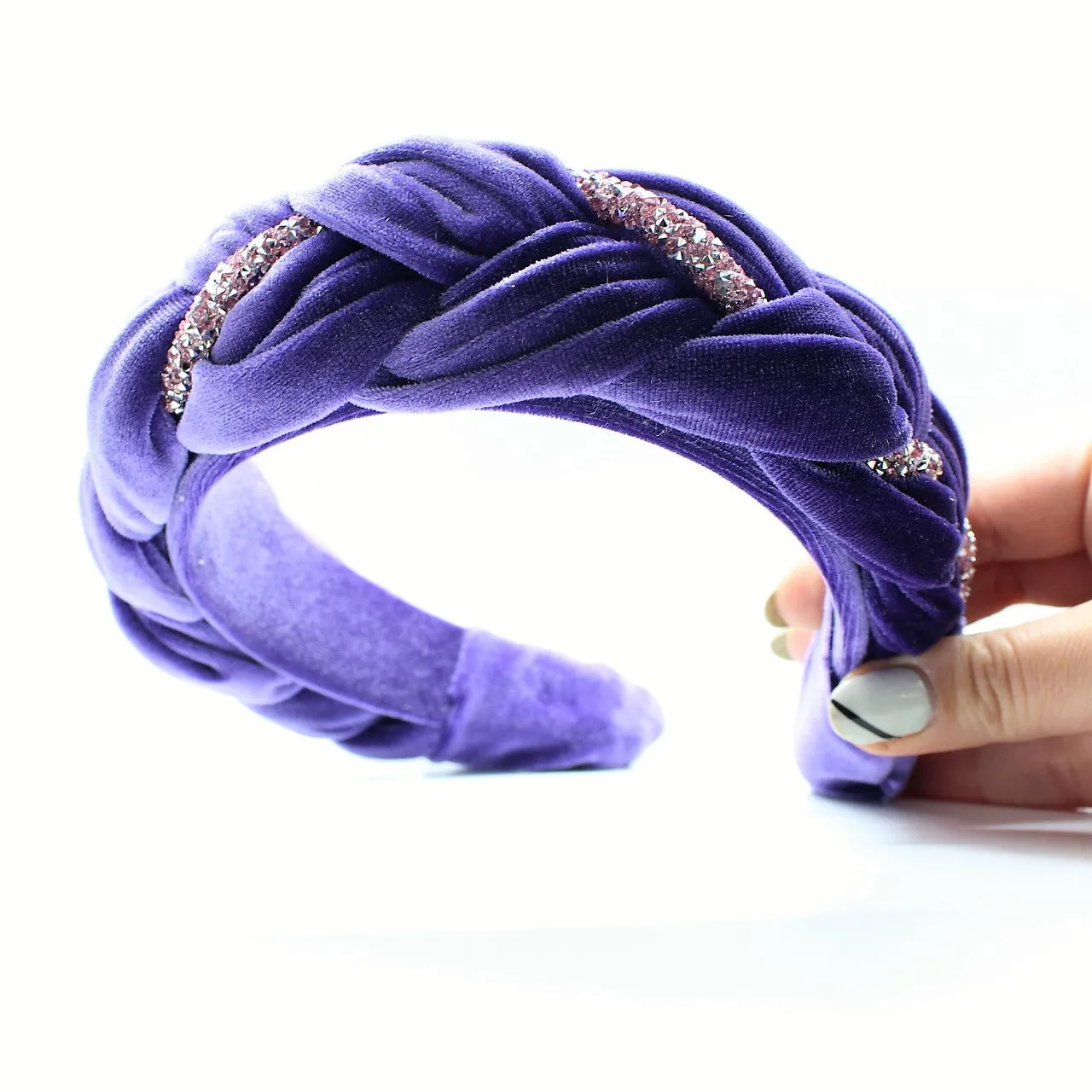 Orchid Velvet and Rhinestones Headband
