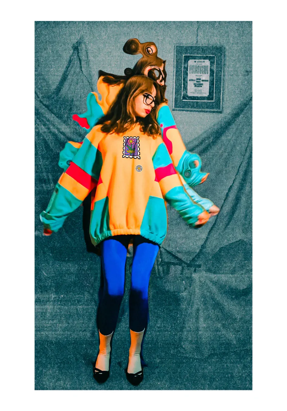 Oversize Tri-Color Aesthetic Hooded Sweater
