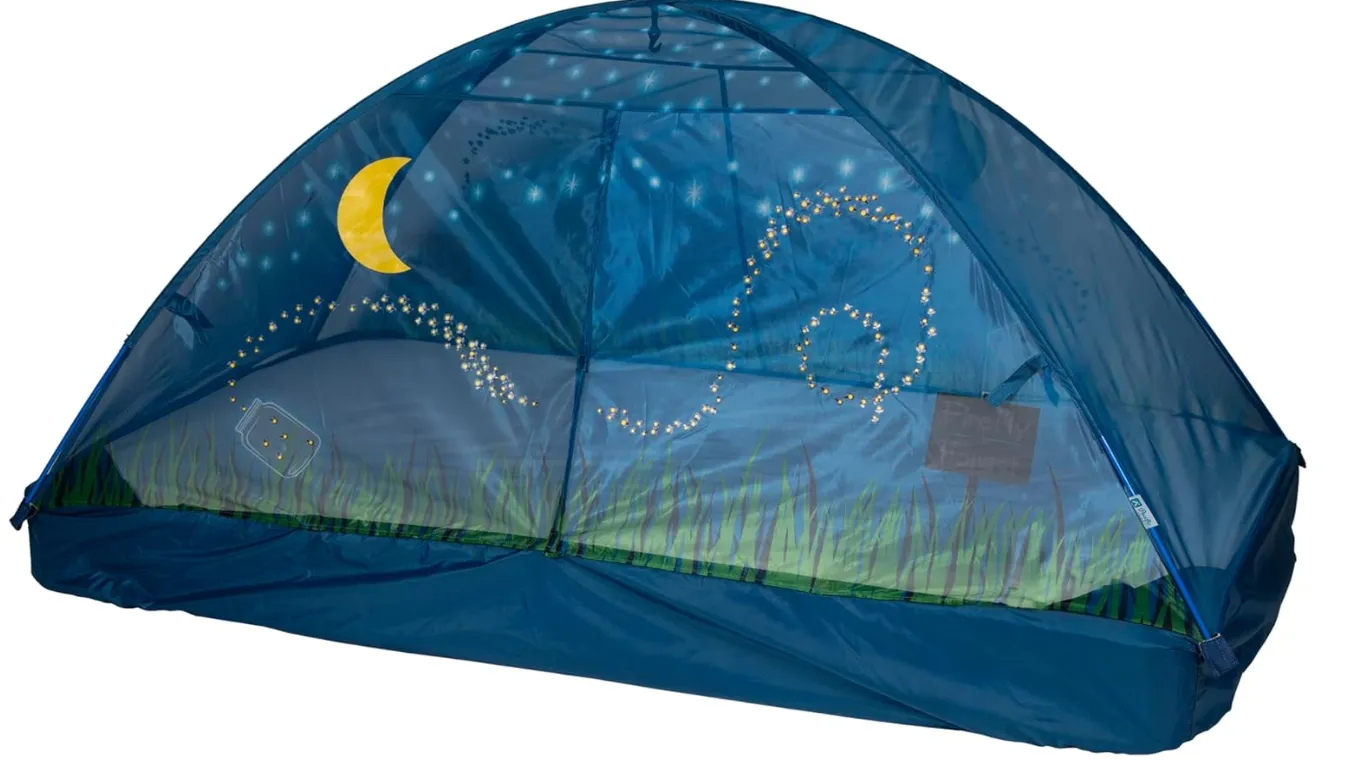 Pacific Play Tents Glow in The Dark Firefly Bed Tent, 77 In X 38 in X 35 in
