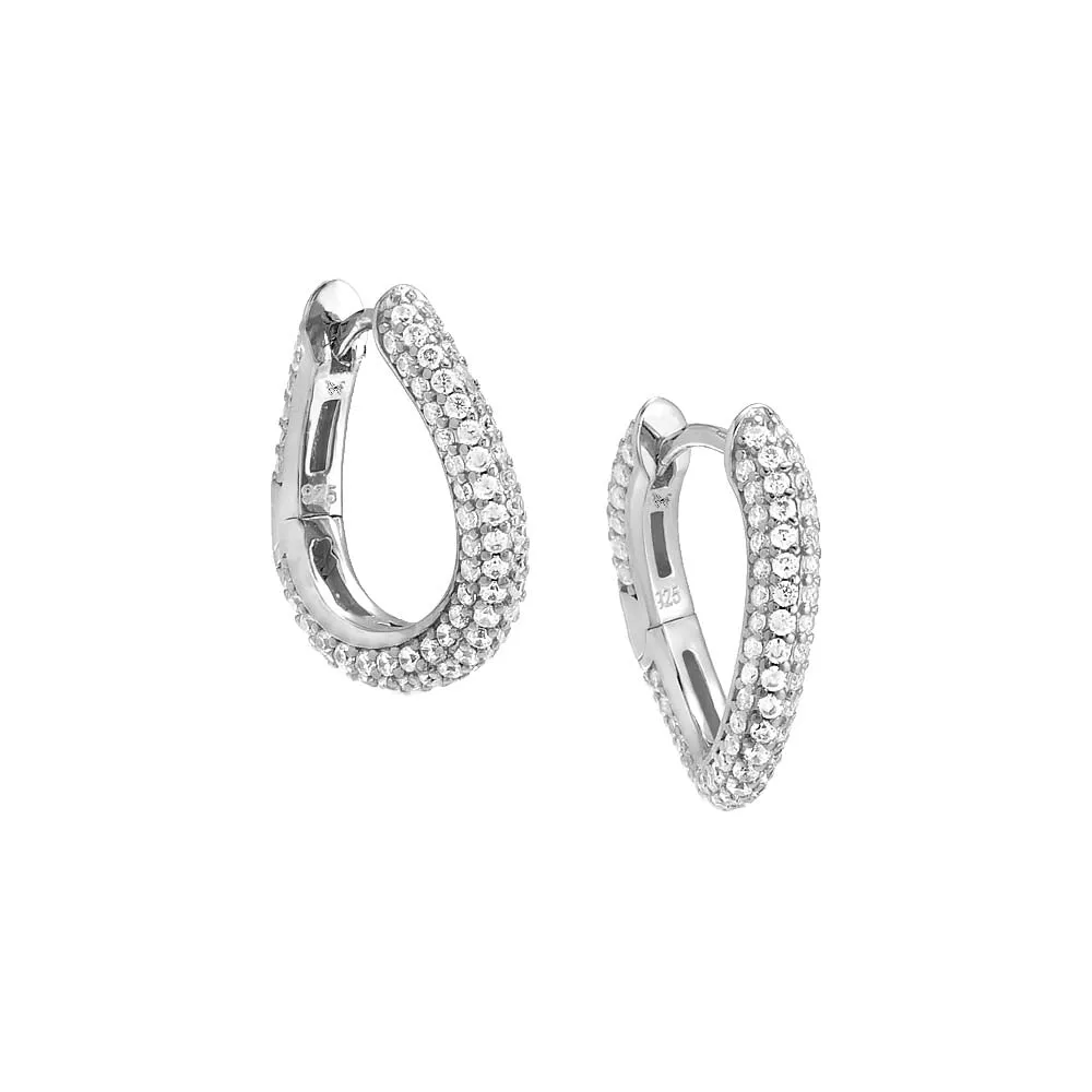 Pavé Curved Link Huggie Earring