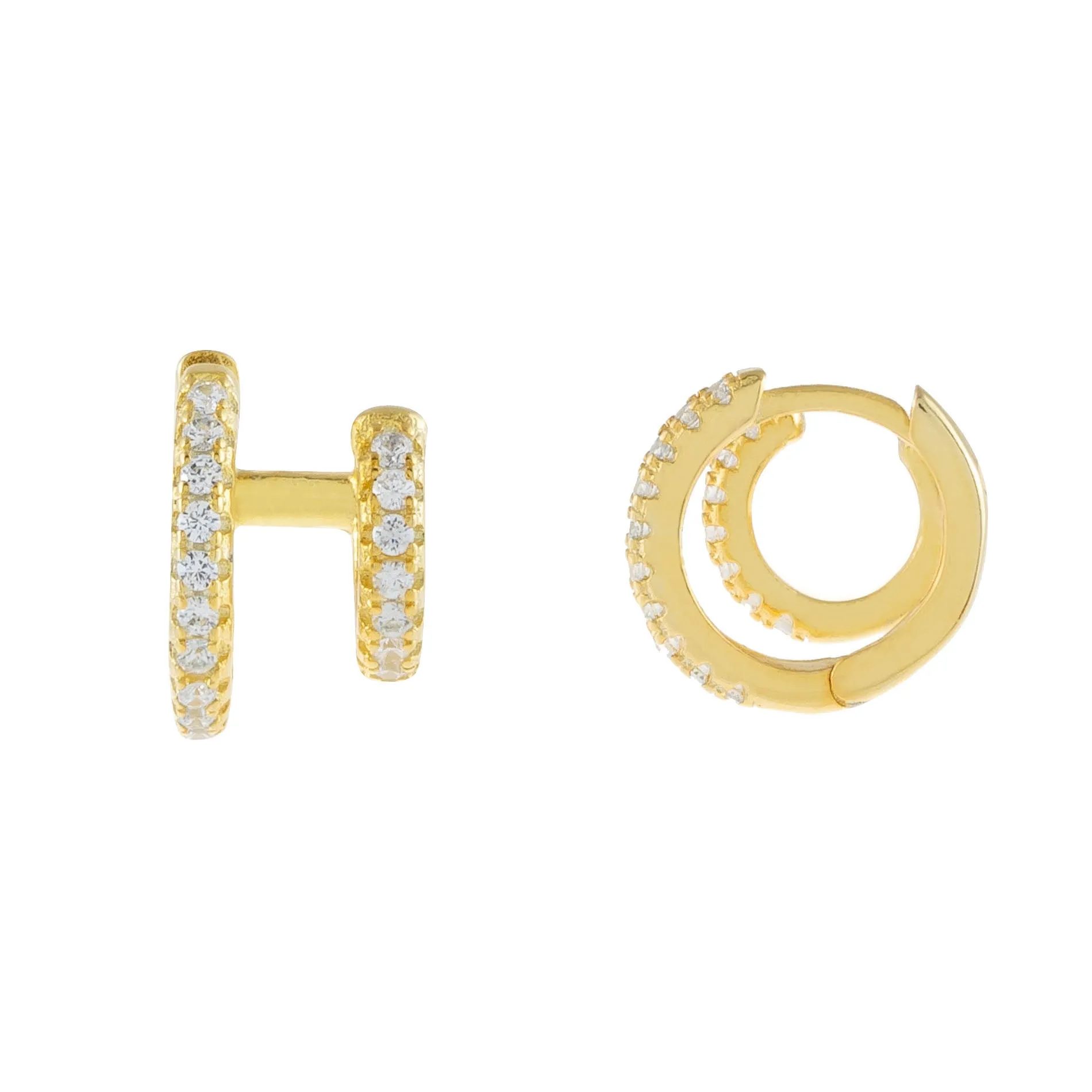 Pavé Double Hinge Cartilage Huggie Earring