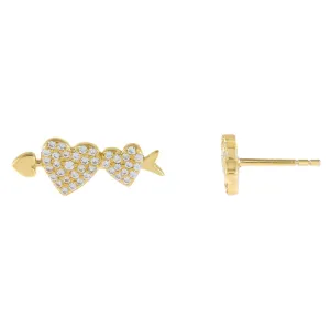 Pavé Heart Arrow Stud Earring