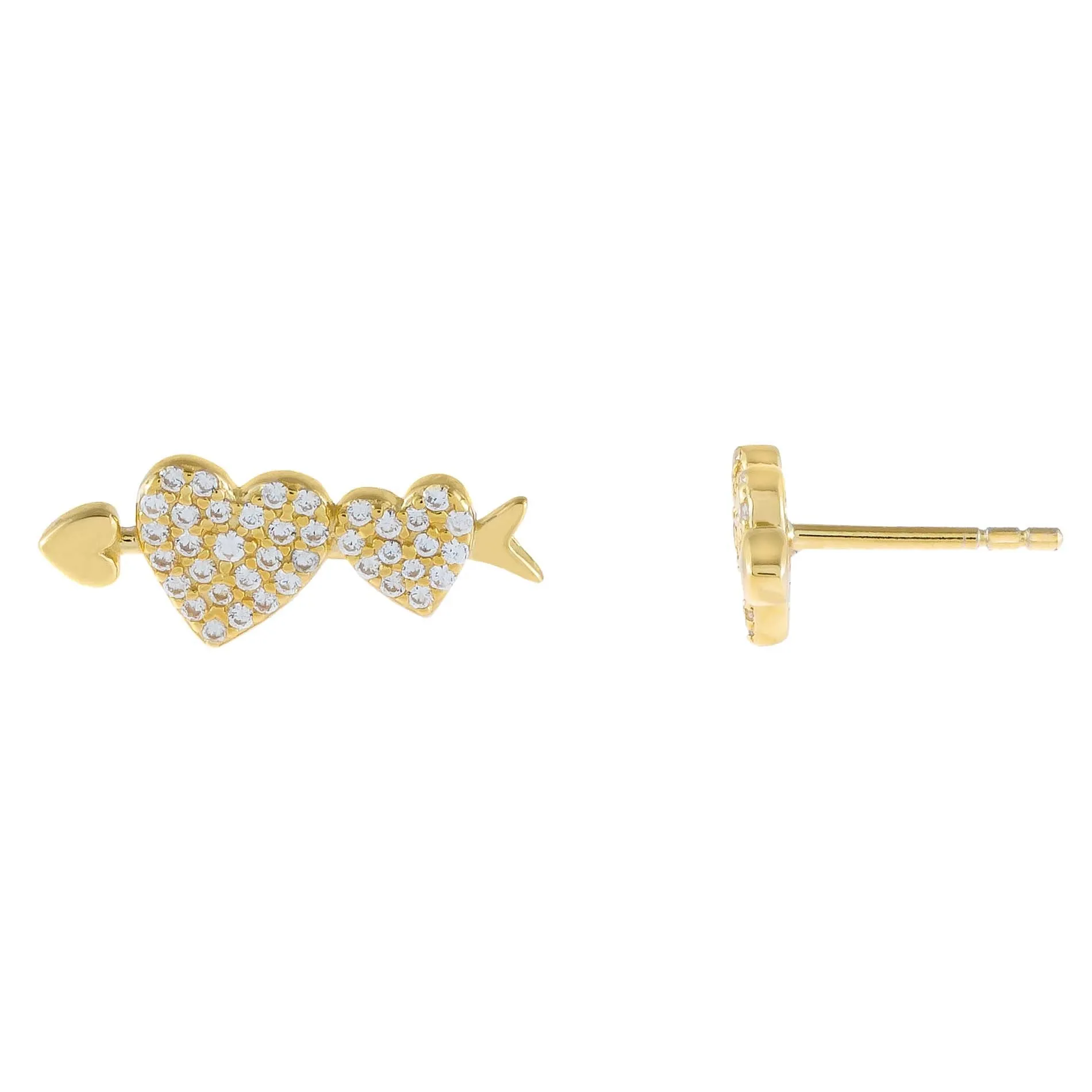 Pavé Heart Arrow Stud Earring