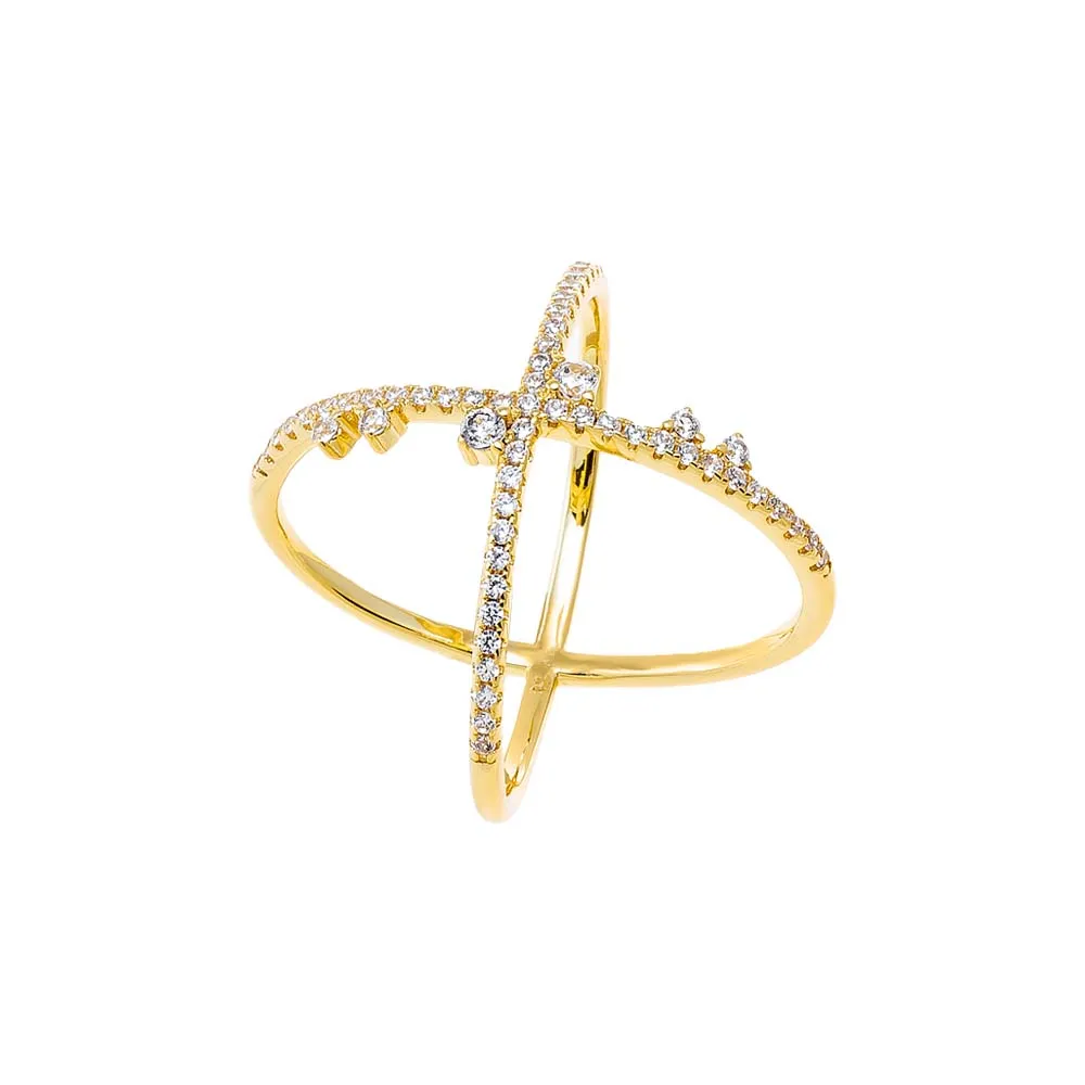 Pave & Scattered CZ X Ring