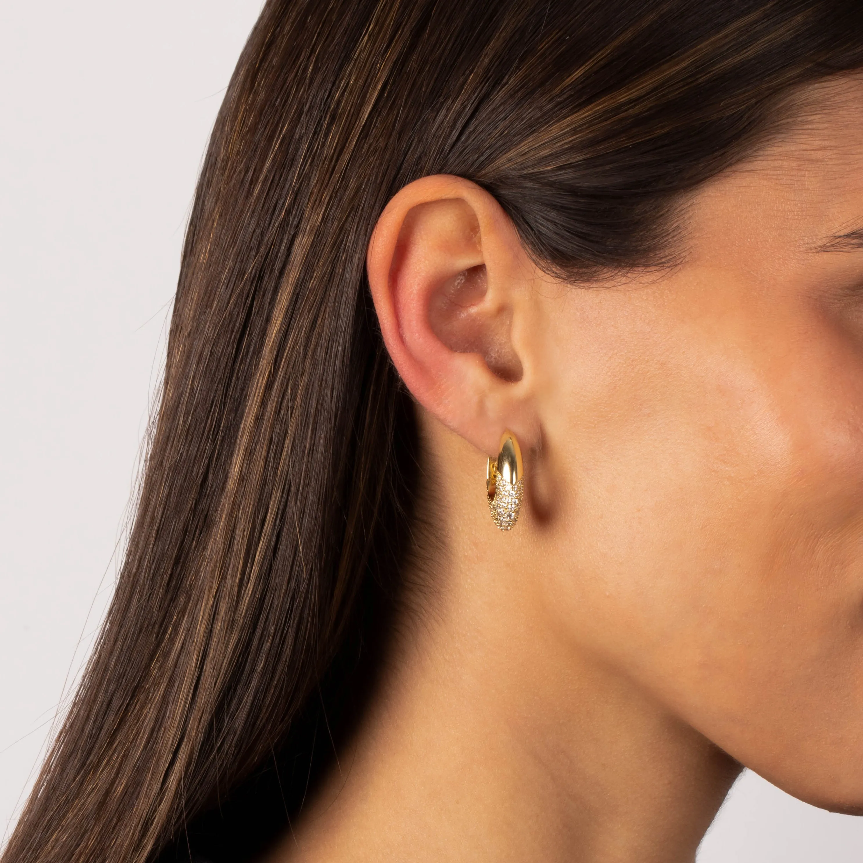 Pave CZ Graduated Huggie Earring