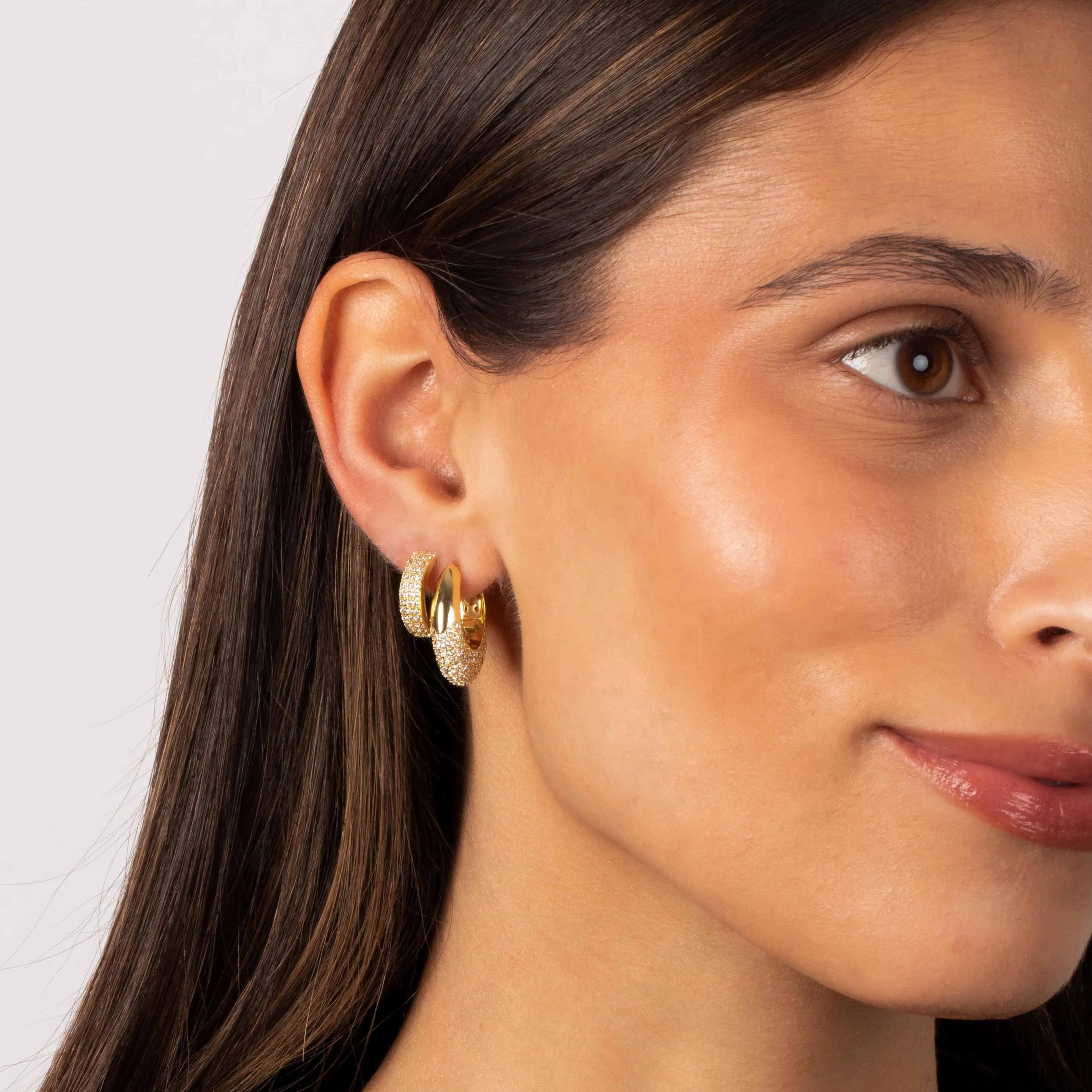 Pave CZ Graduated Huggie Earring