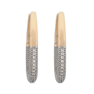 Pave Diamonds Gold Hoop Earrings