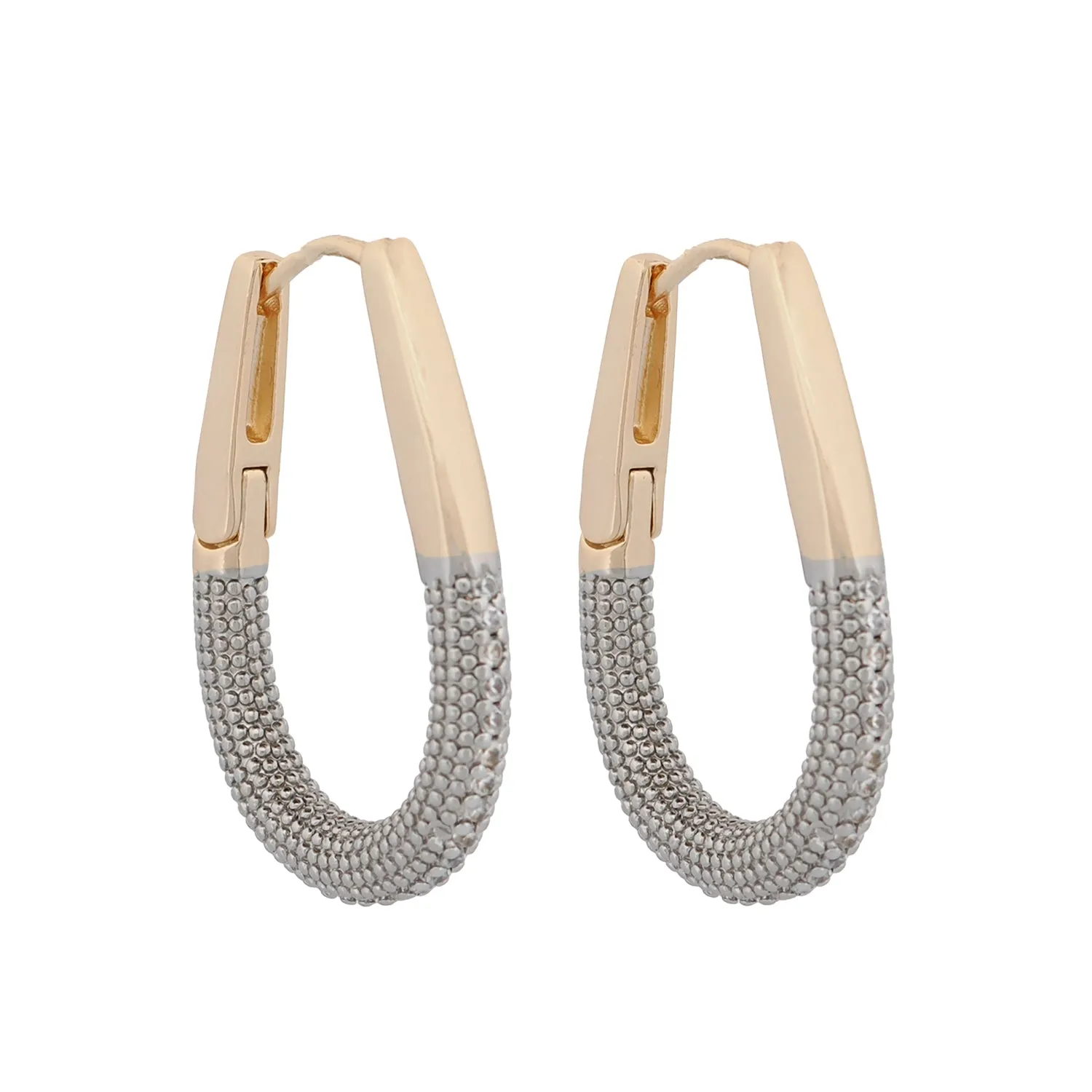 Pave Diamonds Gold Hoop Earrings