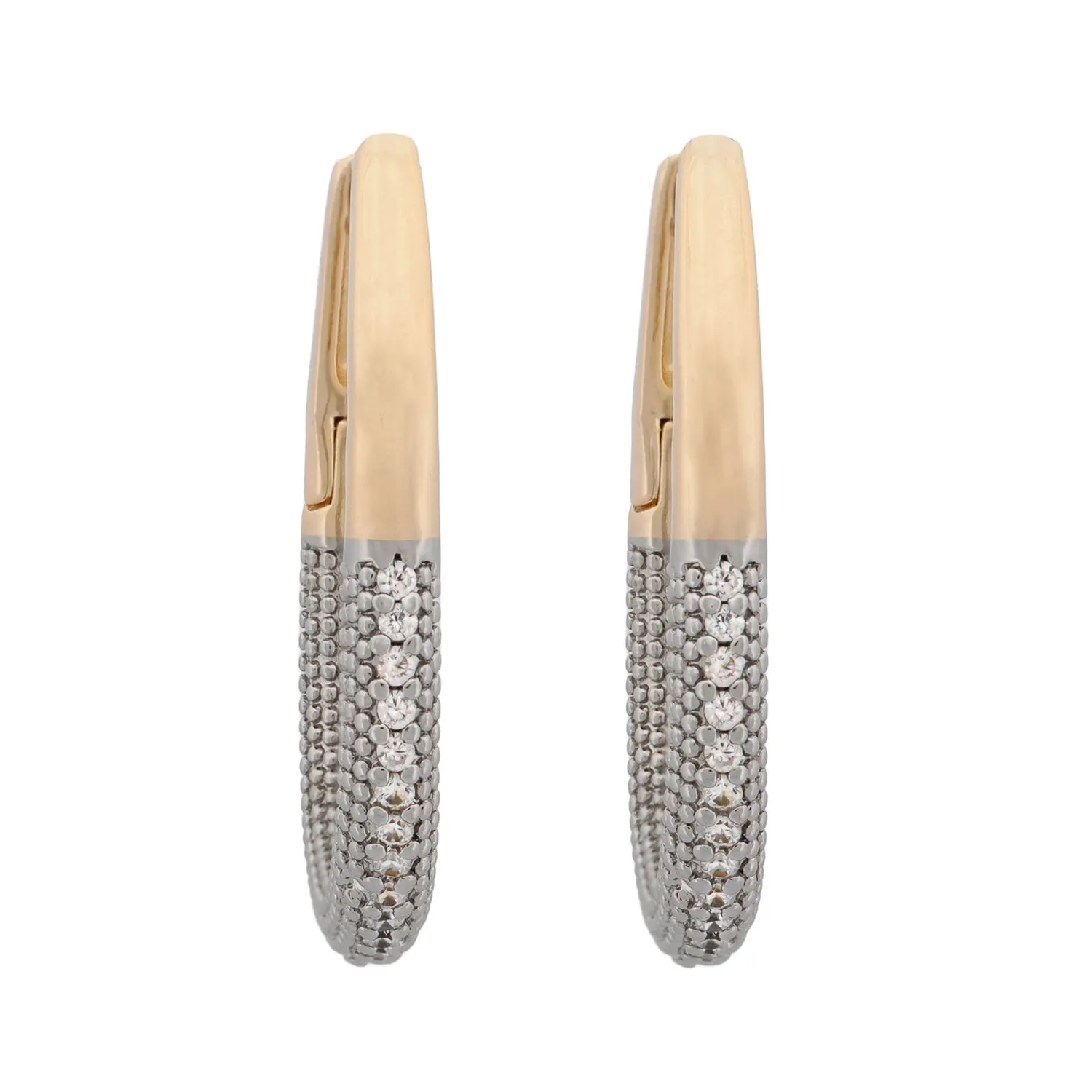 Pave Diamonds Gold Hoop Earrings