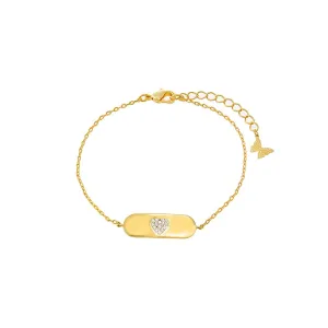 Pave Heart Accented ID Charm Bracelet