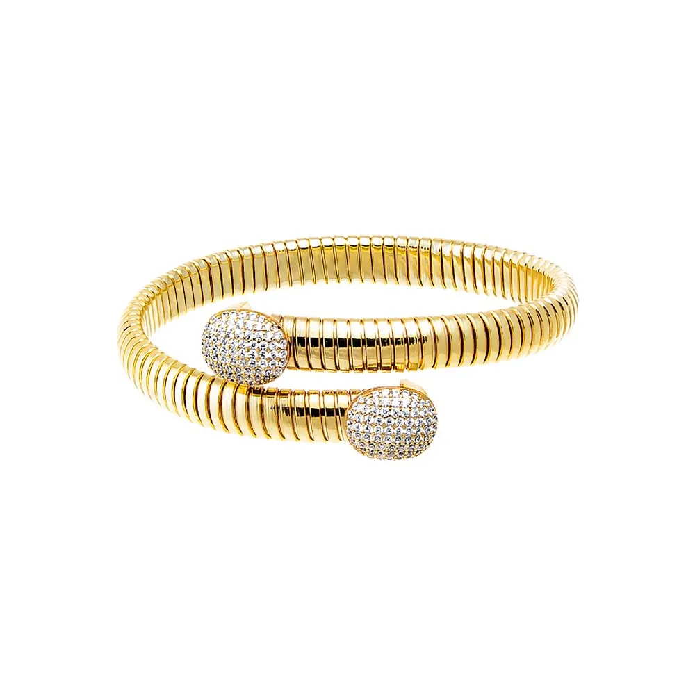 Pave Oval Snake Wrap Bangle Bracelet