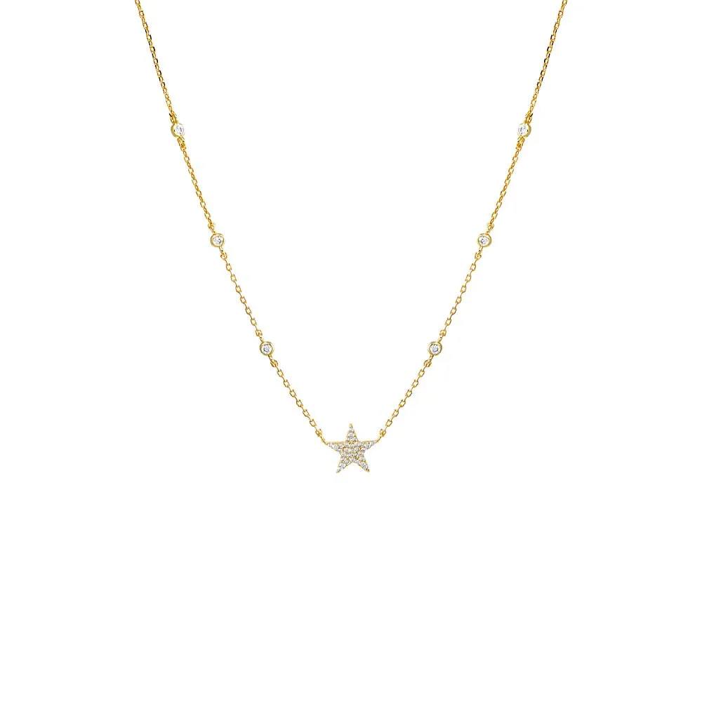 Pave Star X Diamond By The Yard Necklace