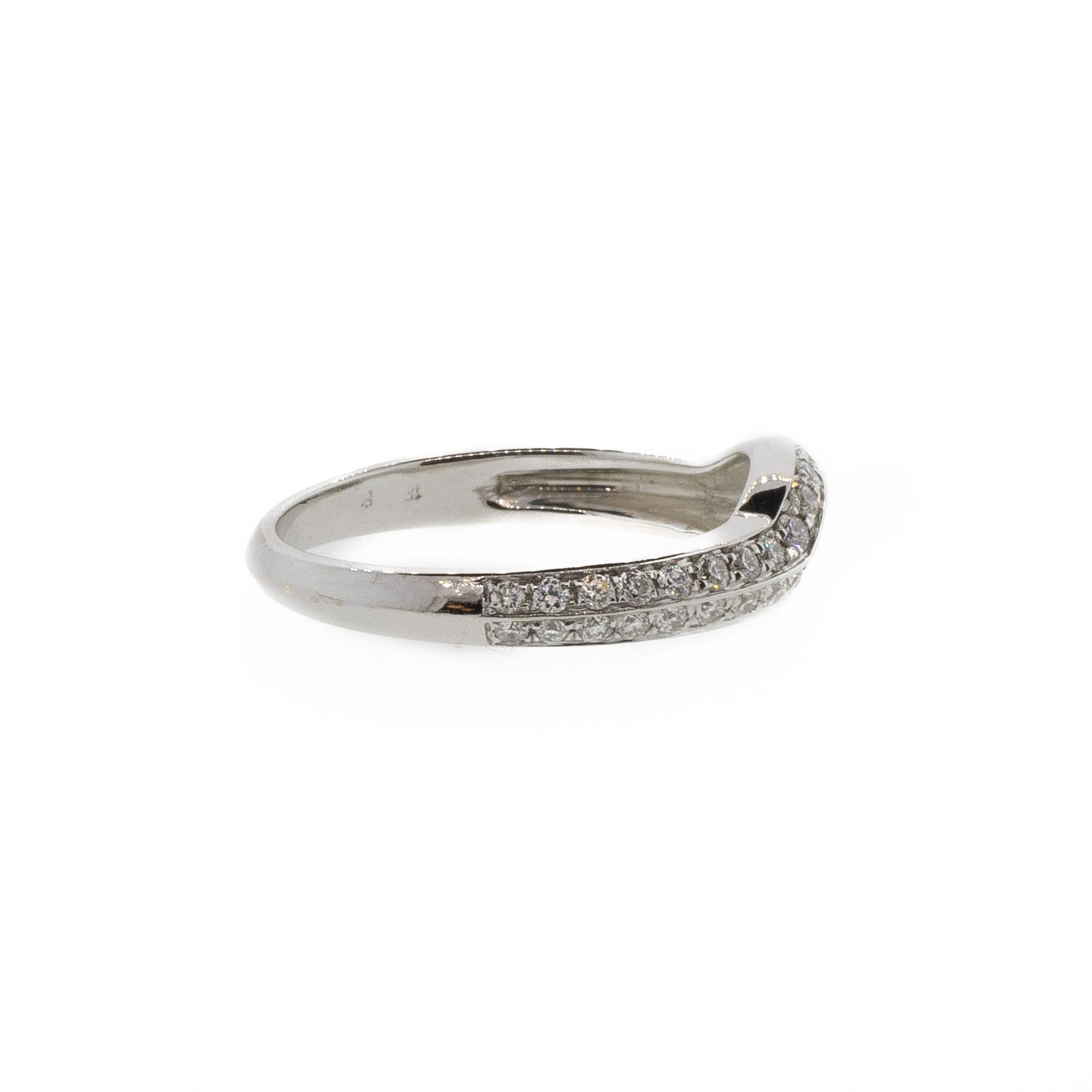 Pave Style White Gold Diamond Contour Band