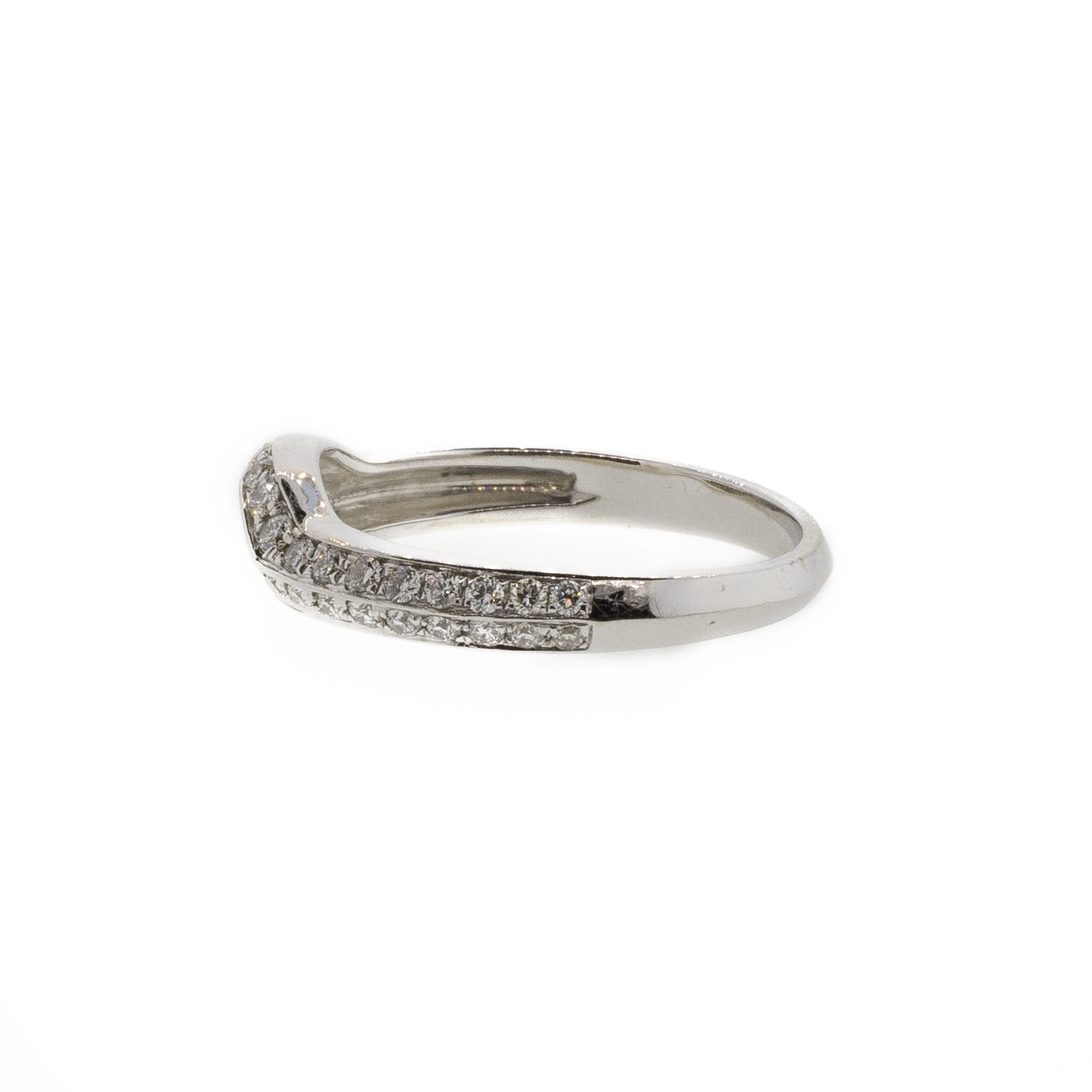 Pave Style White Gold Diamond Contour Band