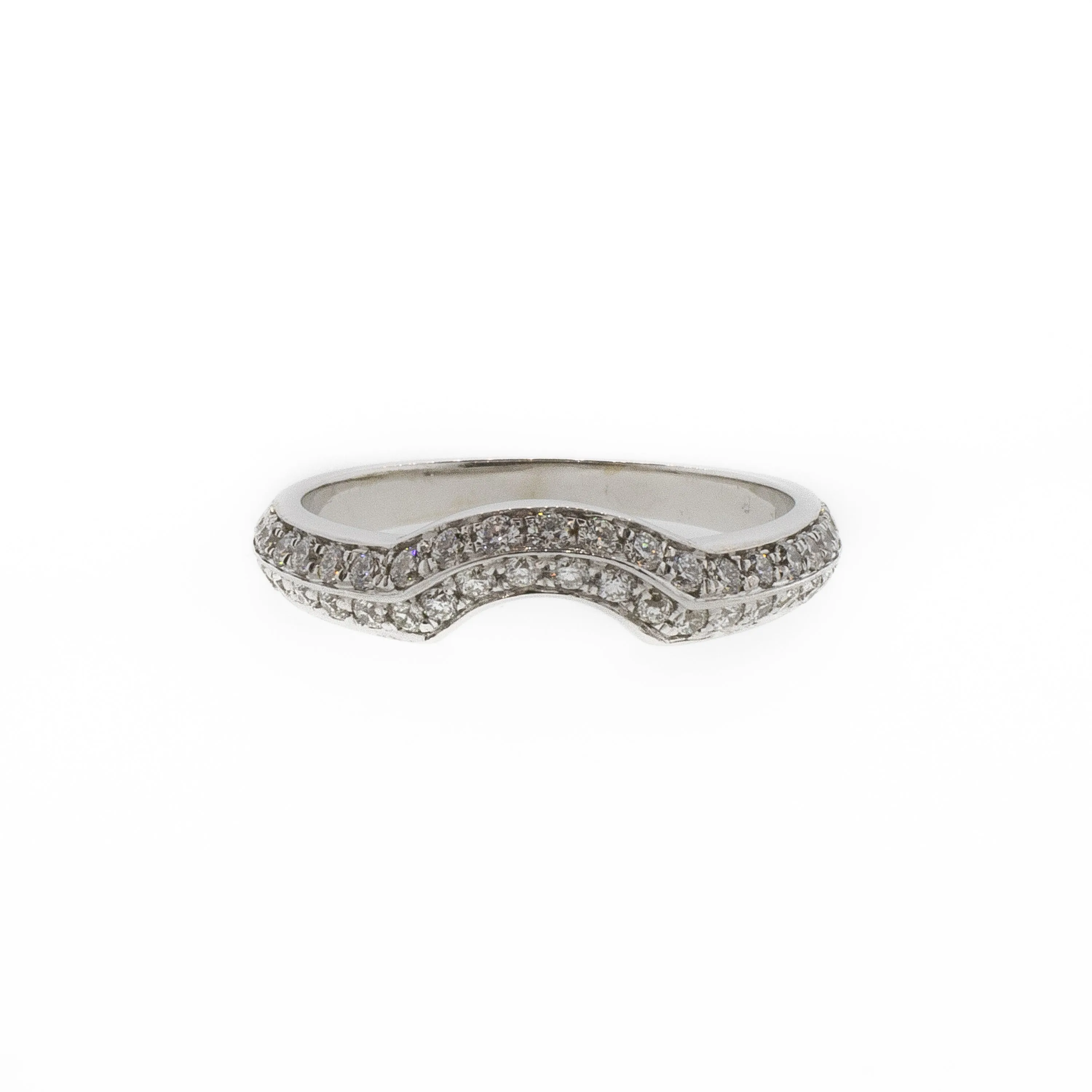 Pave Style White Gold Diamond Contour Band