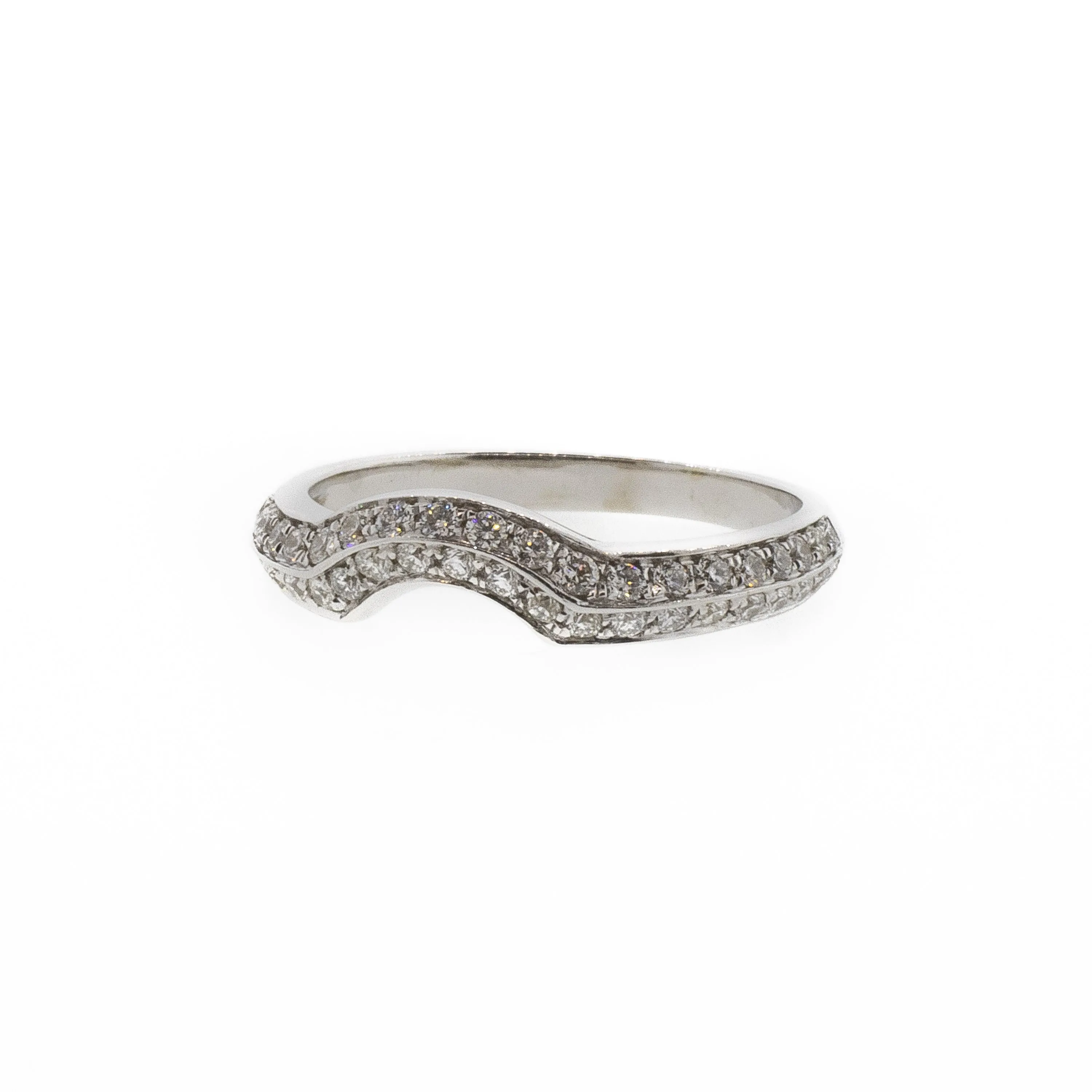 Pave Style White Gold Diamond Contour Band