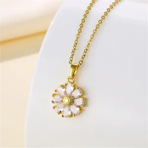Pear-Cut Crystal & 18K Gold-Plated Sunflower Pendant Necklace