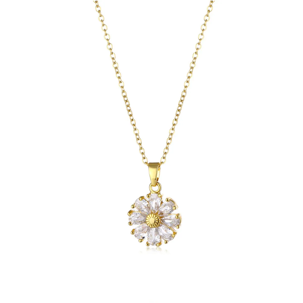 Pear-Cut Crystal & 18K Gold-Plated Sunflower Pendant Necklace