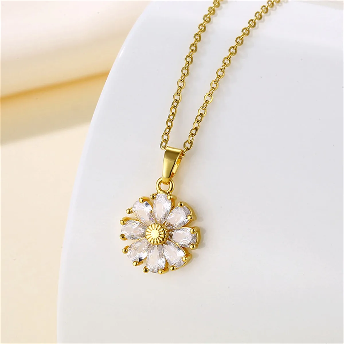 Pear-Cut Crystal & 18K Gold-Plated Sunflower Pendant Necklace