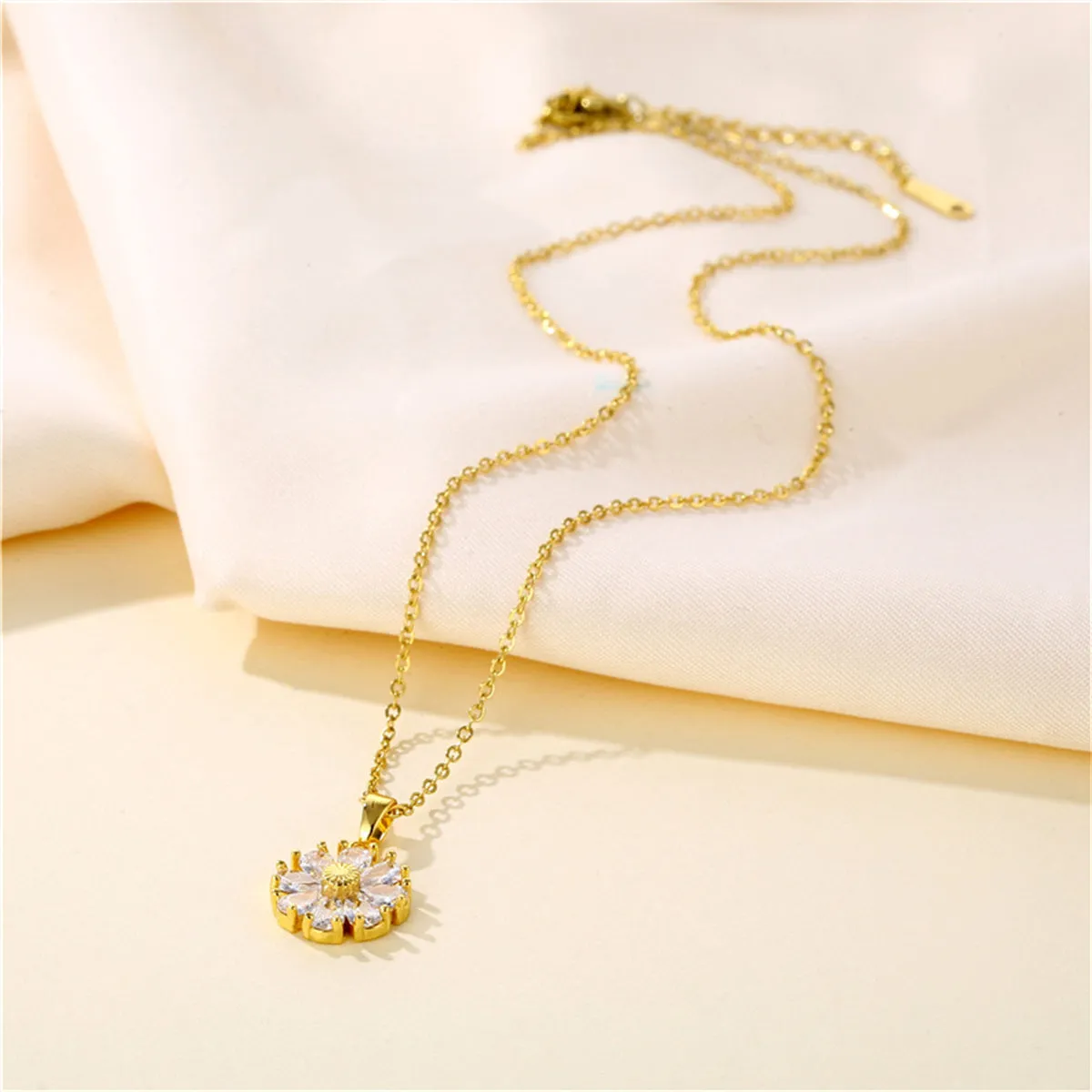 Pear-Cut Crystal & 18K Gold-Plated Sunflower Pendant Necklace