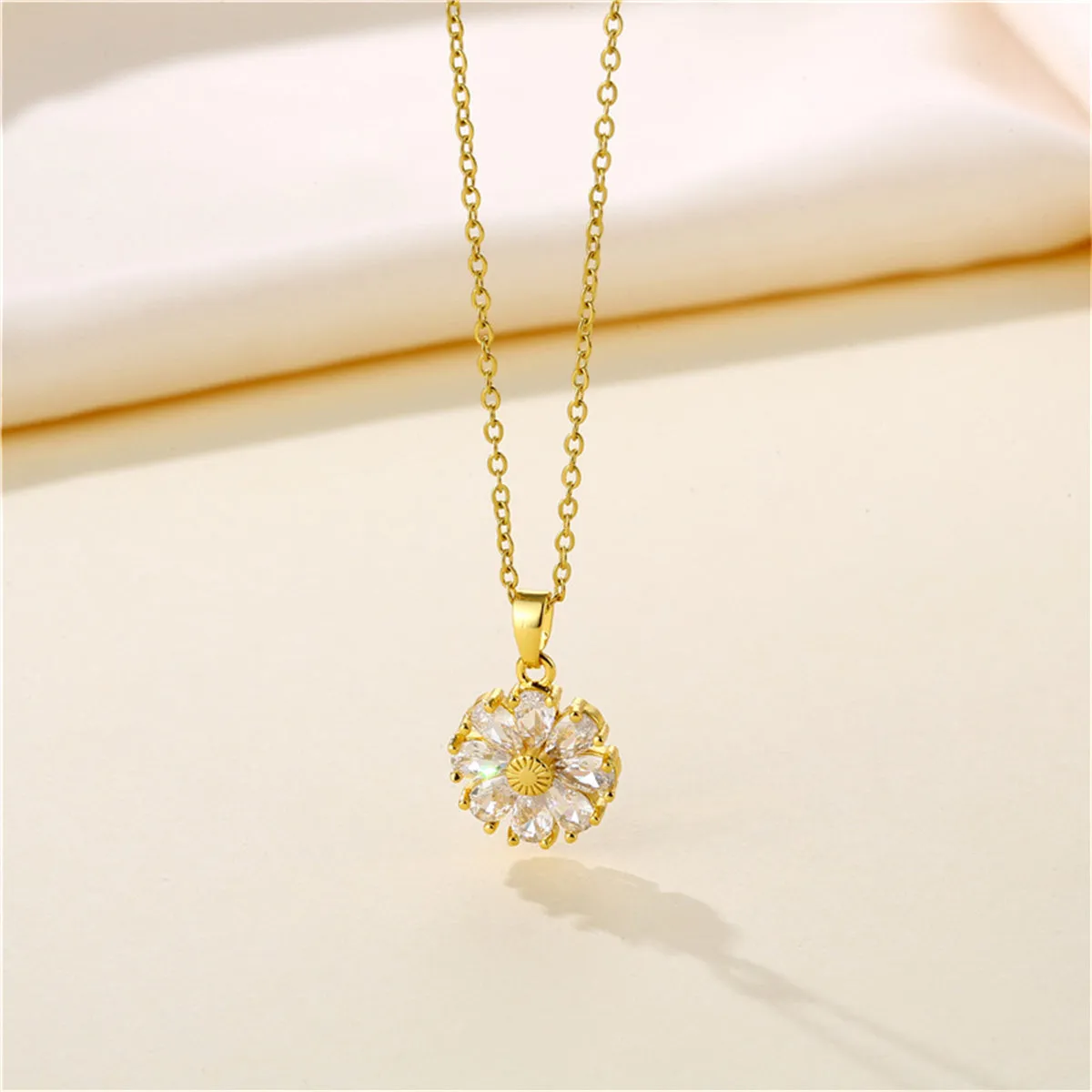 Pear-Cut Crystal & 18K Gold-Plated Sunflower Pendant Necklace