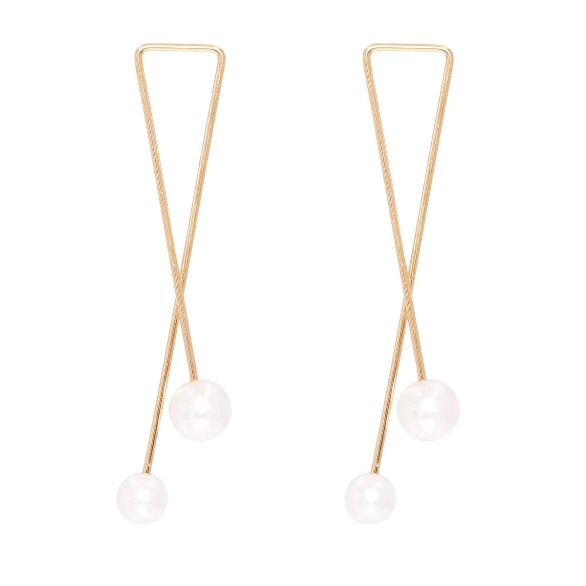 Pearl & 18K Gold-Plated Cross Drop Earrings