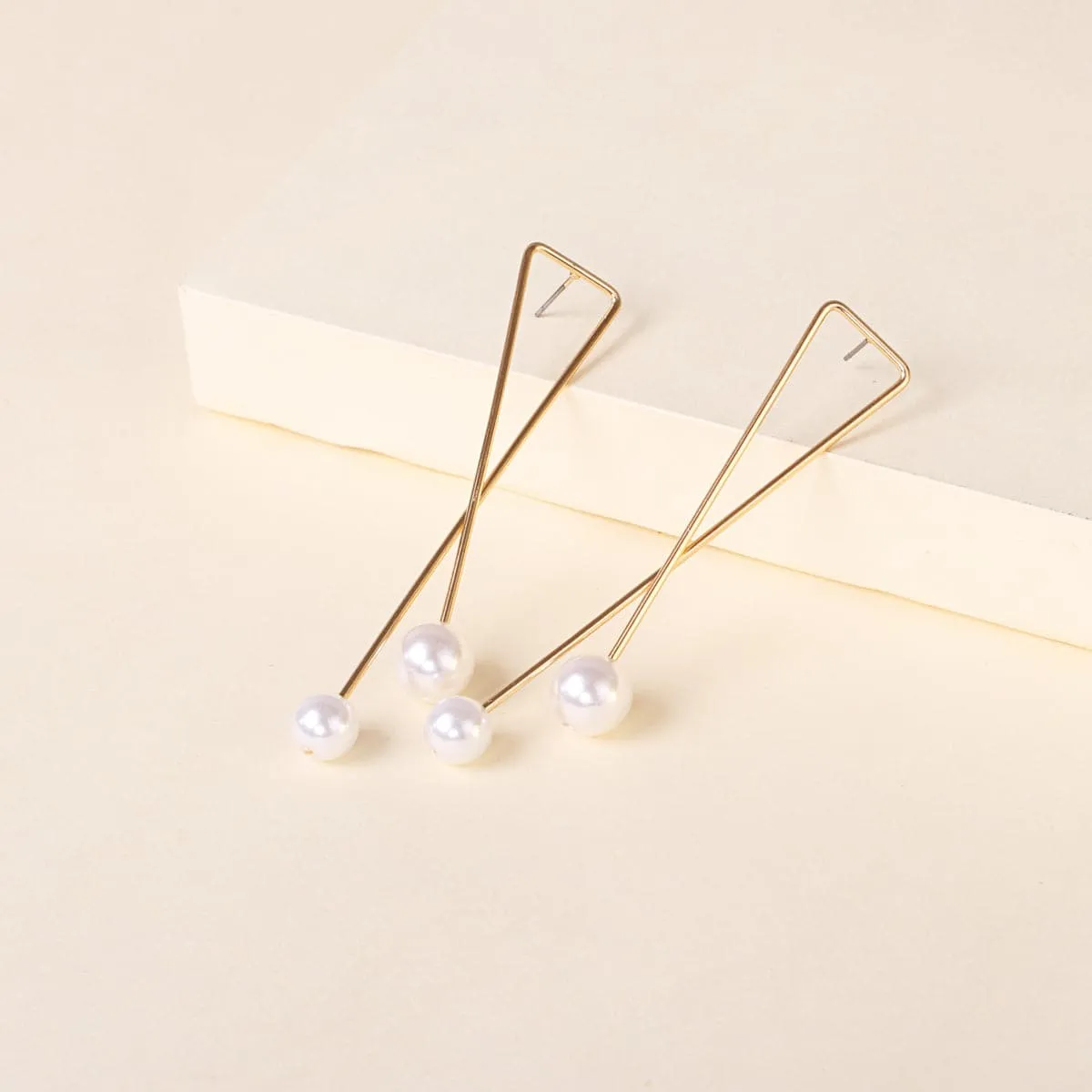 Pearl & 18K Gold-Plated Cross Drop Earrings
