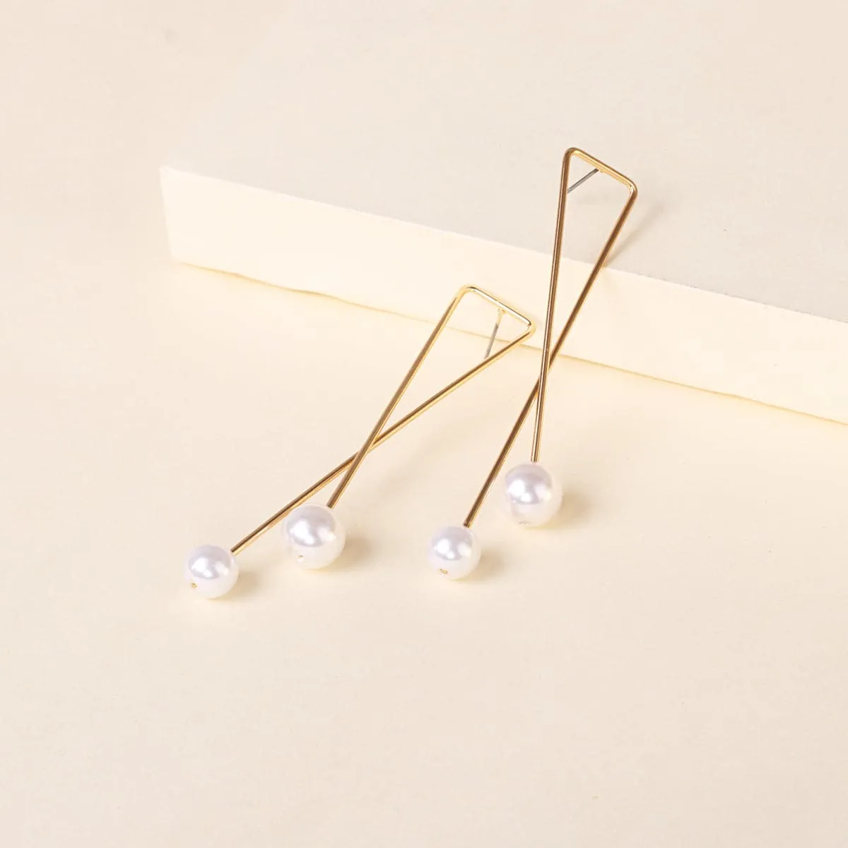 Pearl & 18K Gold-Plated Cross Drop Earrings