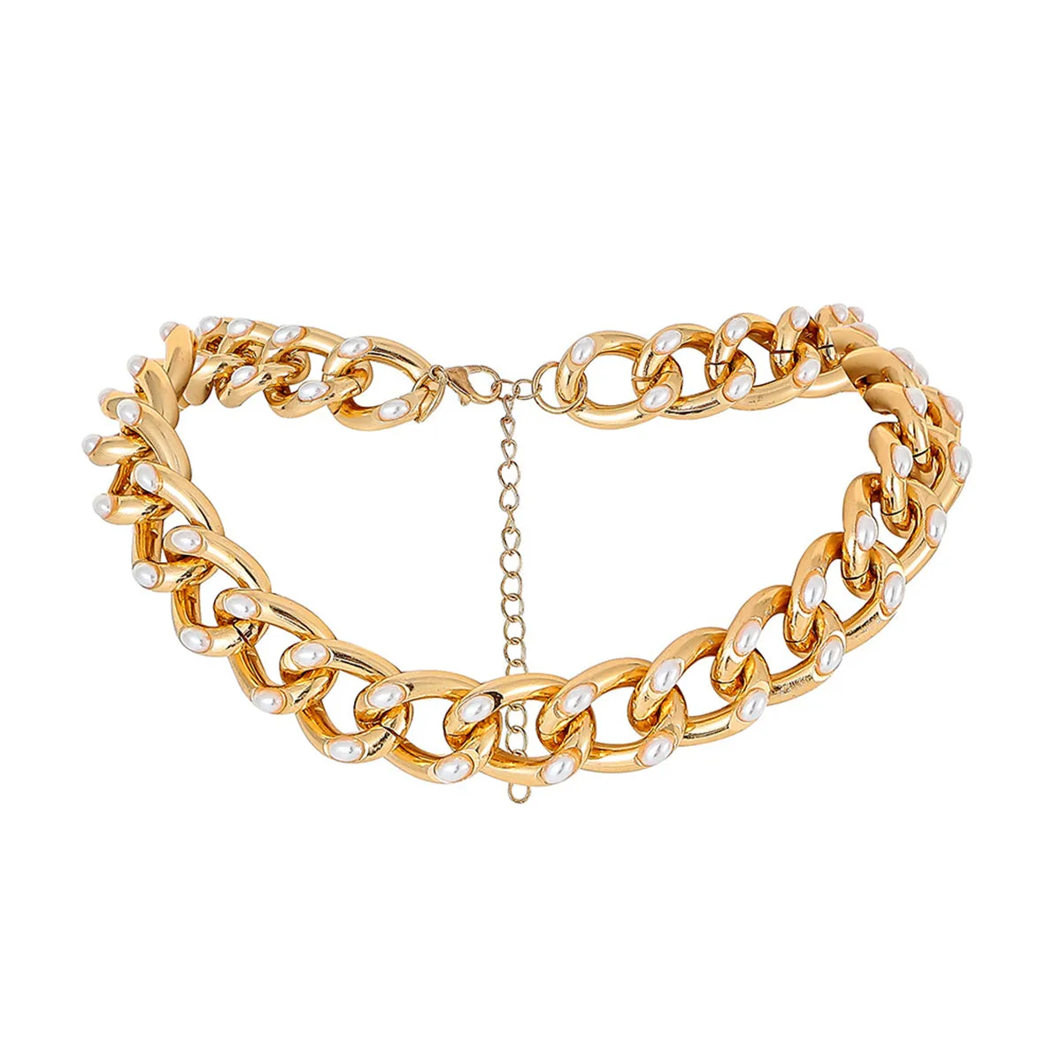 Pearl & 18K Gold-Plated Curb Chain Collar Necklace
