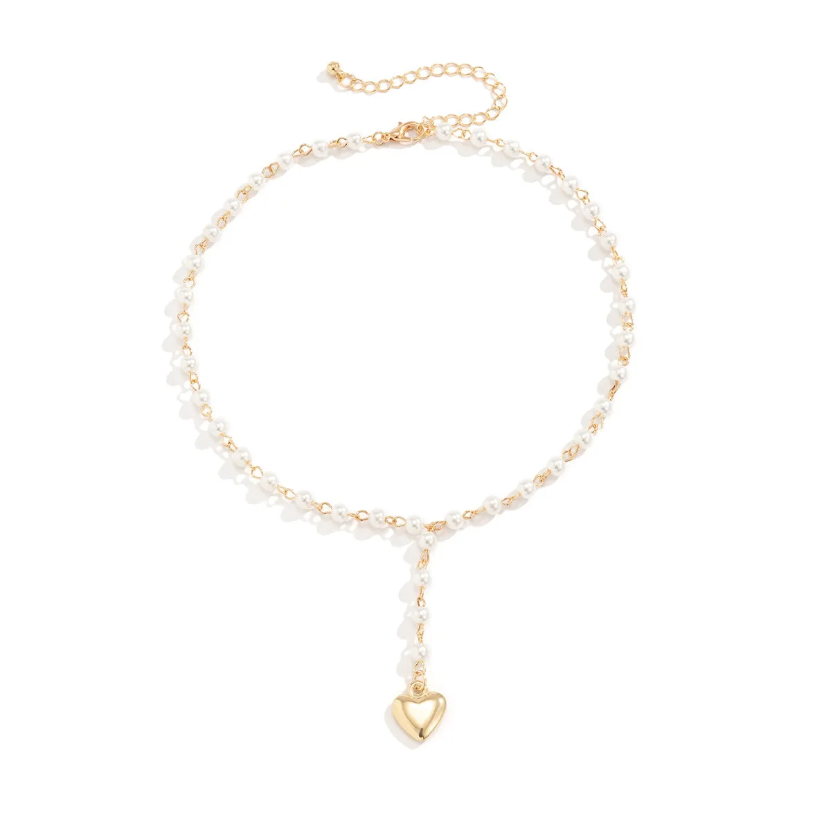 Pearl & 18K Gold-Plated Heart Lariat Necklace