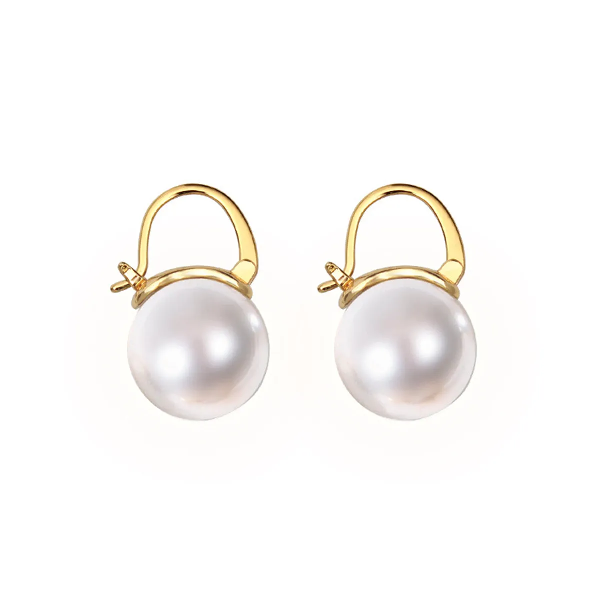 Pearl & 18K Gold-Plated Huggie Earrings