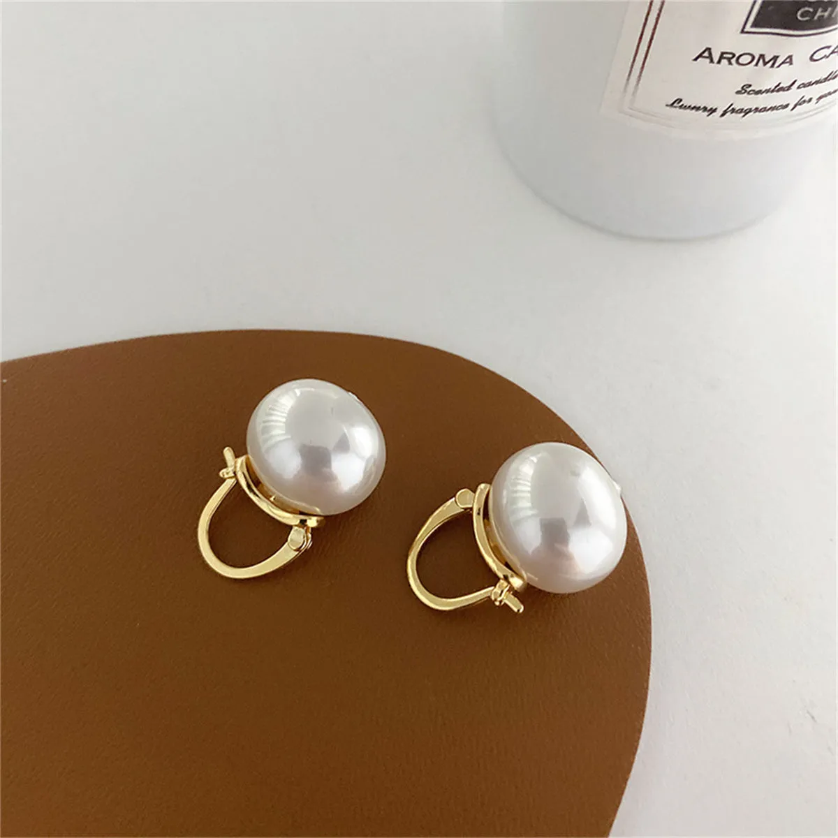 Pearl & 18K Gold-Plated Huggie Earrings
