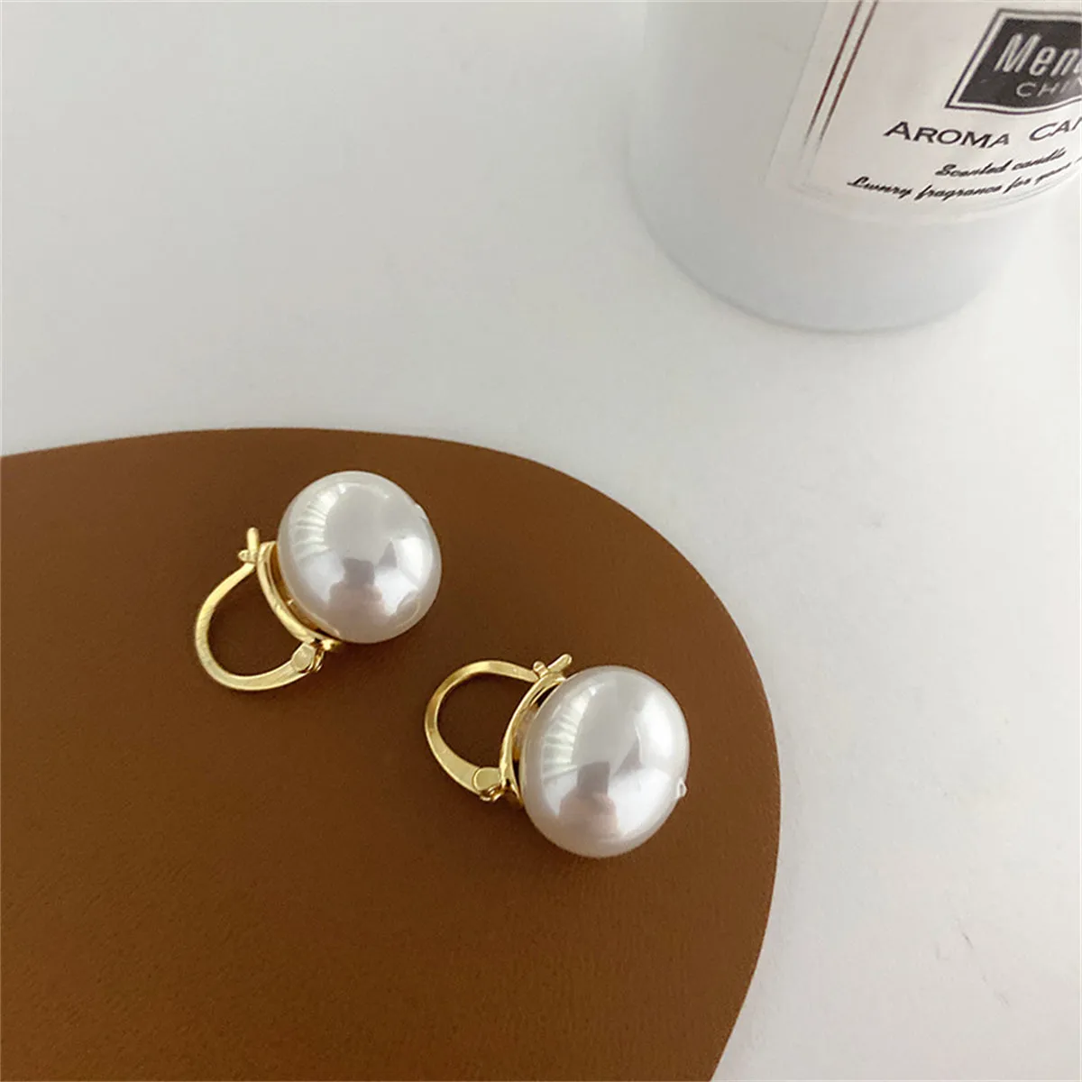 Pearl & 18K Gold-Plated Huggie Earrings