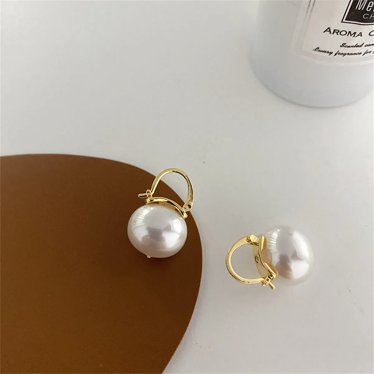 Pearl & 18K Gold-Plated Huggie Earrings