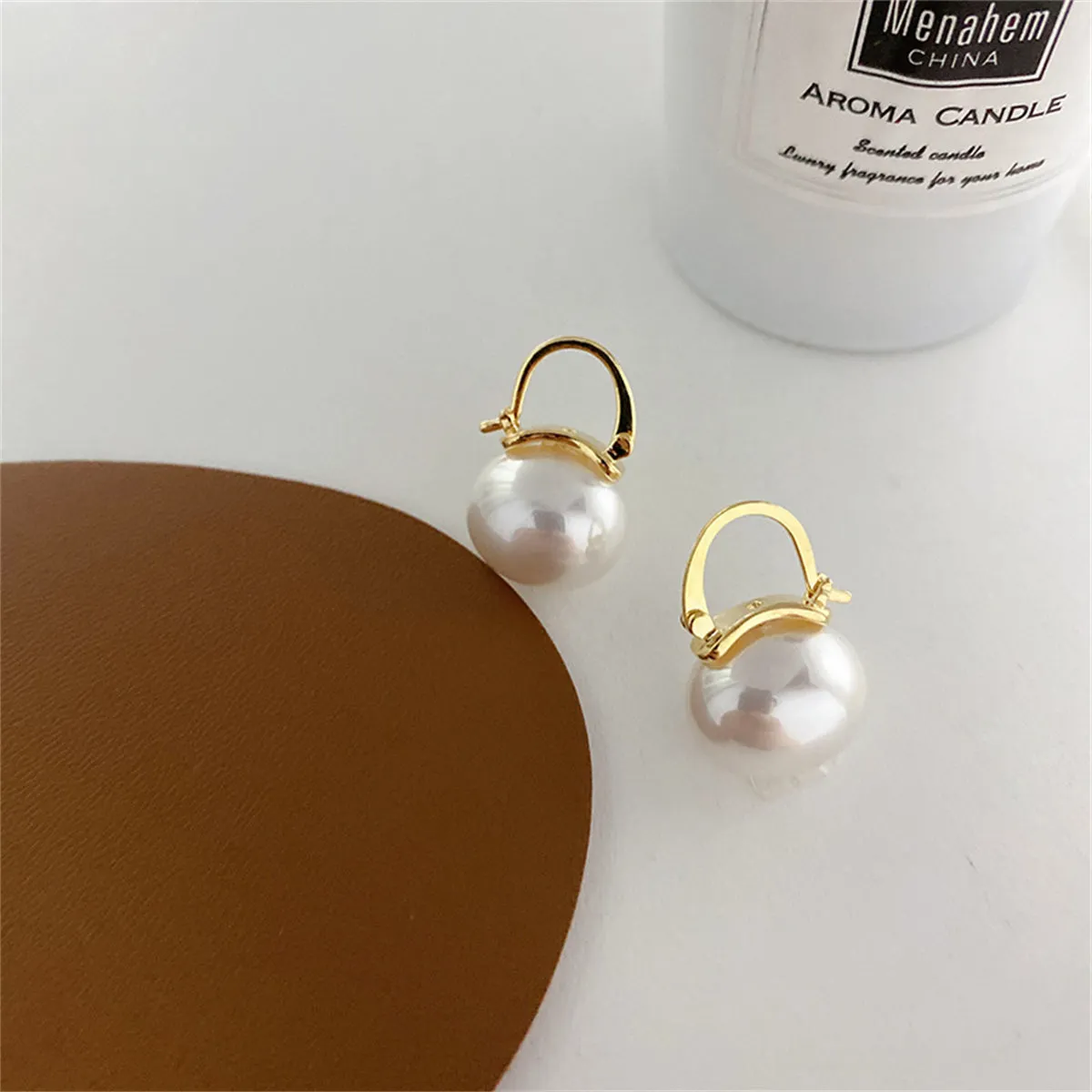 Pearl & 18K Gold-Plated Huggie Earrings