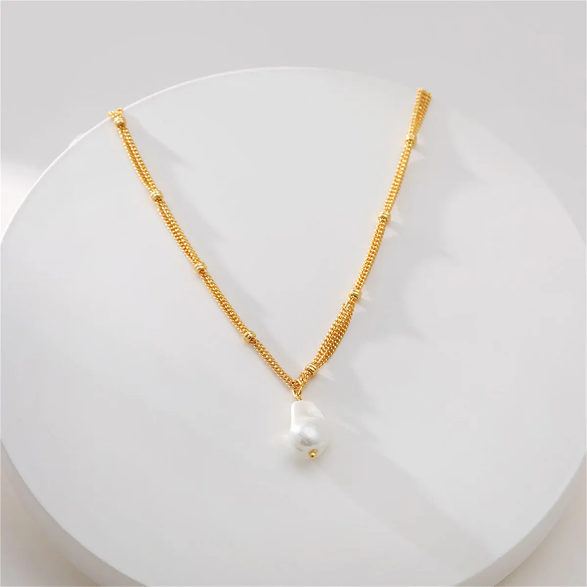 Pearl & 18K Gold-Plated Layered Chain Pendant Necklace