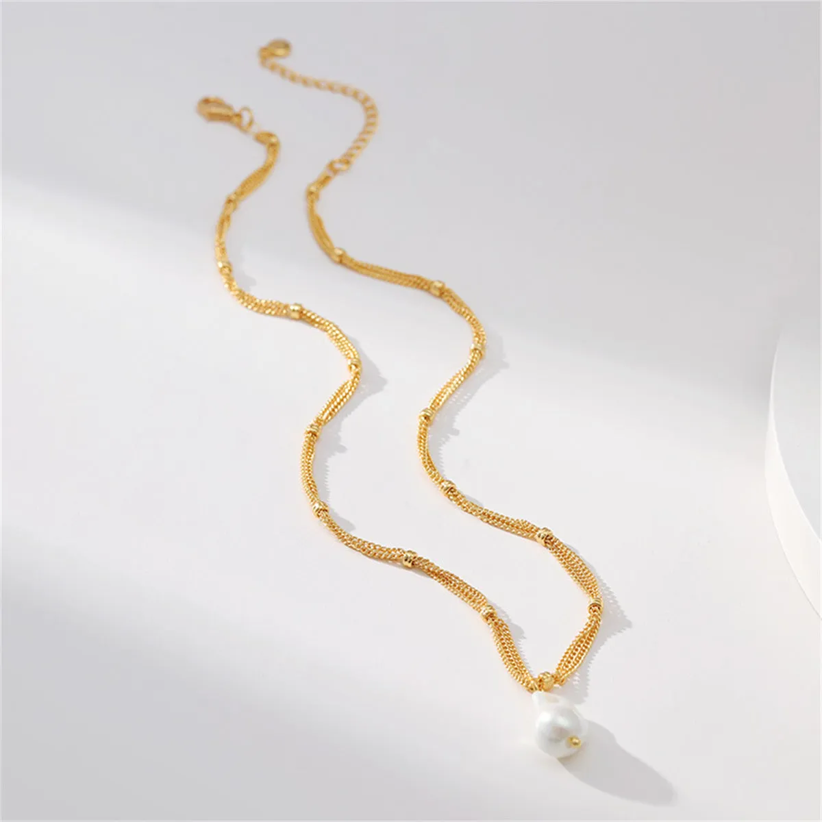 Pearl & 18K Gold-Plated Layered Chain Pendant Necklace
