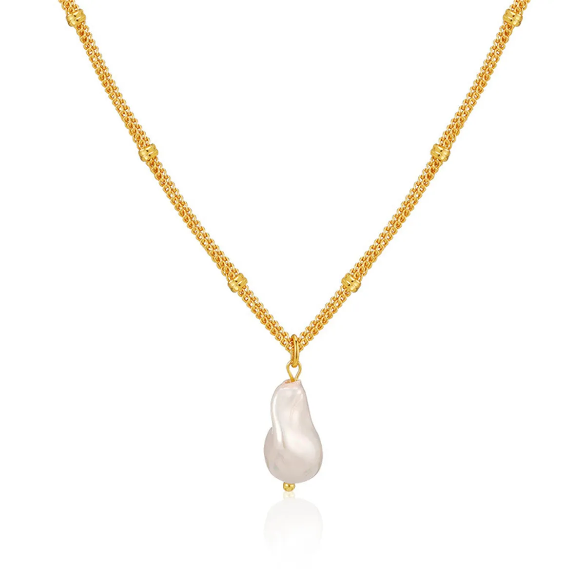 Pearl & 18K Gold-Plated Layered Chain Pendant Necklace