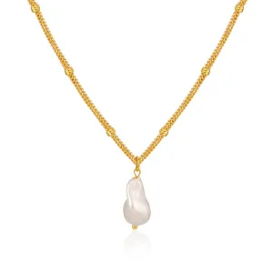 Pearl & 18K Gold-Plated Layered Chain Pendant Necklace