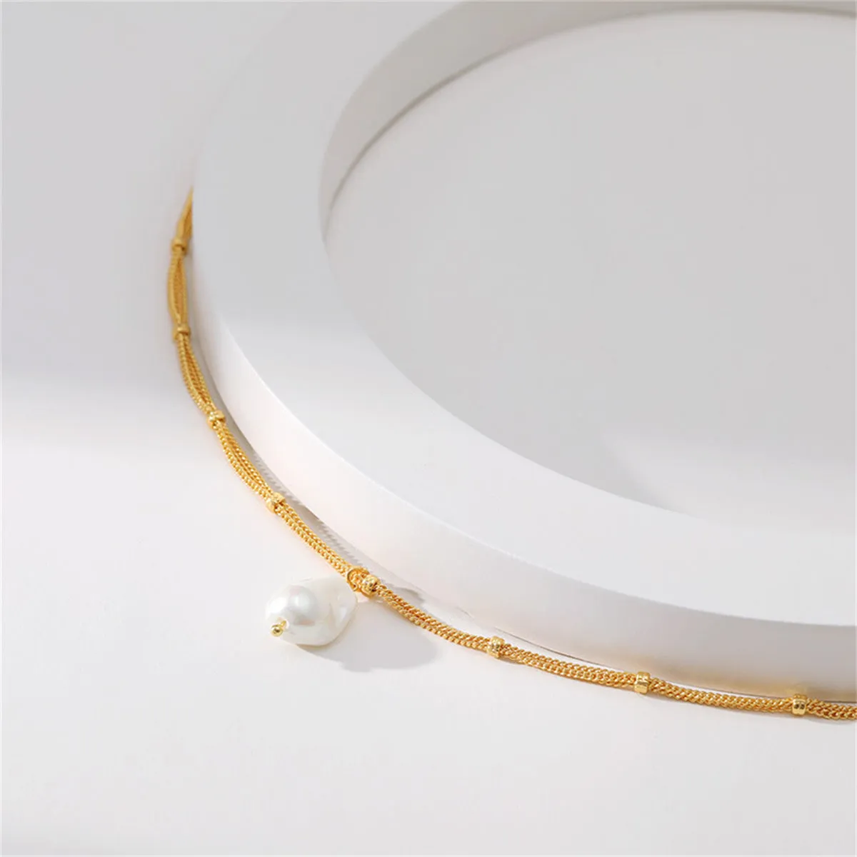 Pearl & 18K Gold-Plated Layered Chain Pendant Necklace