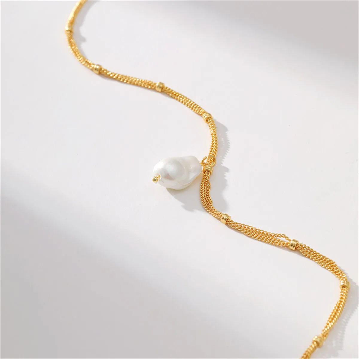 Pearl & 18K Gold-Plated Layered Chain Pendant Necklace