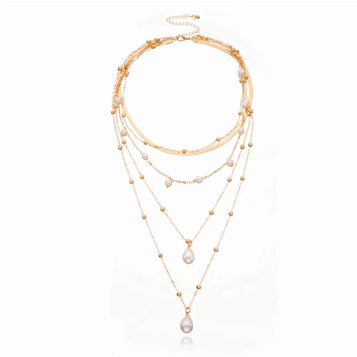 Pearl & 18K Gold-Plated Snake Chain Layered Pendant Necklace