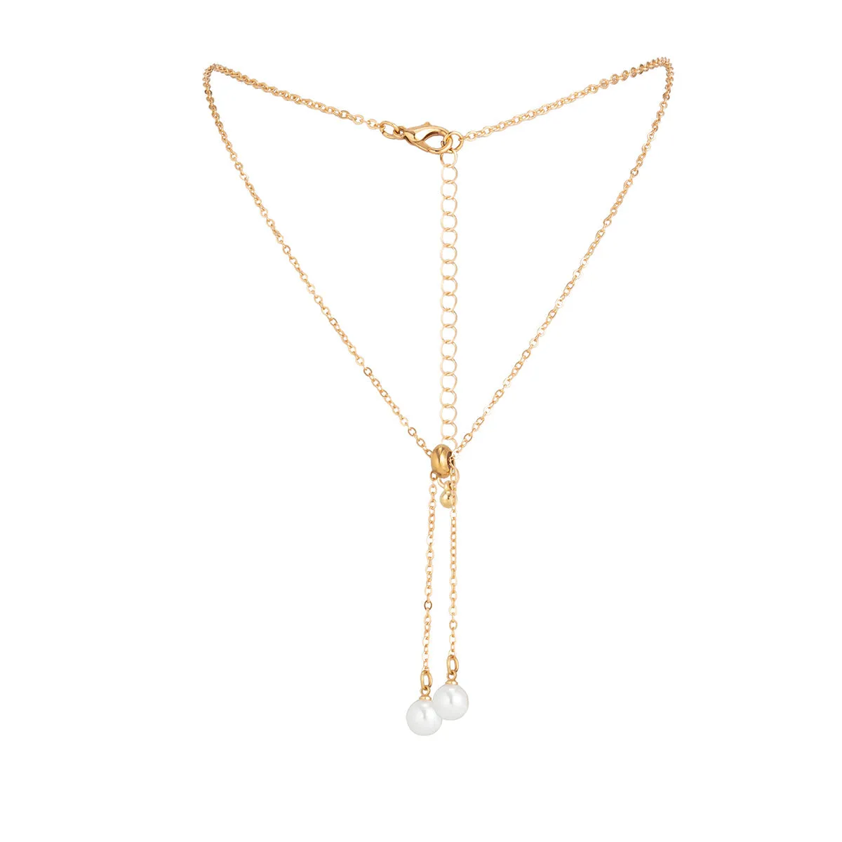 Pearl & 18K Gold-Plated Two-Drop Lariat Pendant Necklace