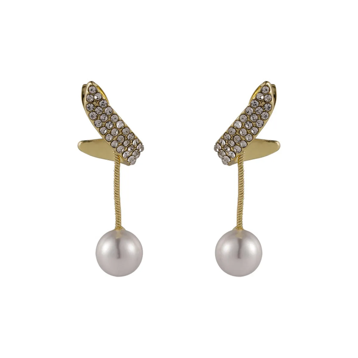 Pearl & Cubic Zirconia 18K Gold-Plated Snake Drop Earrings